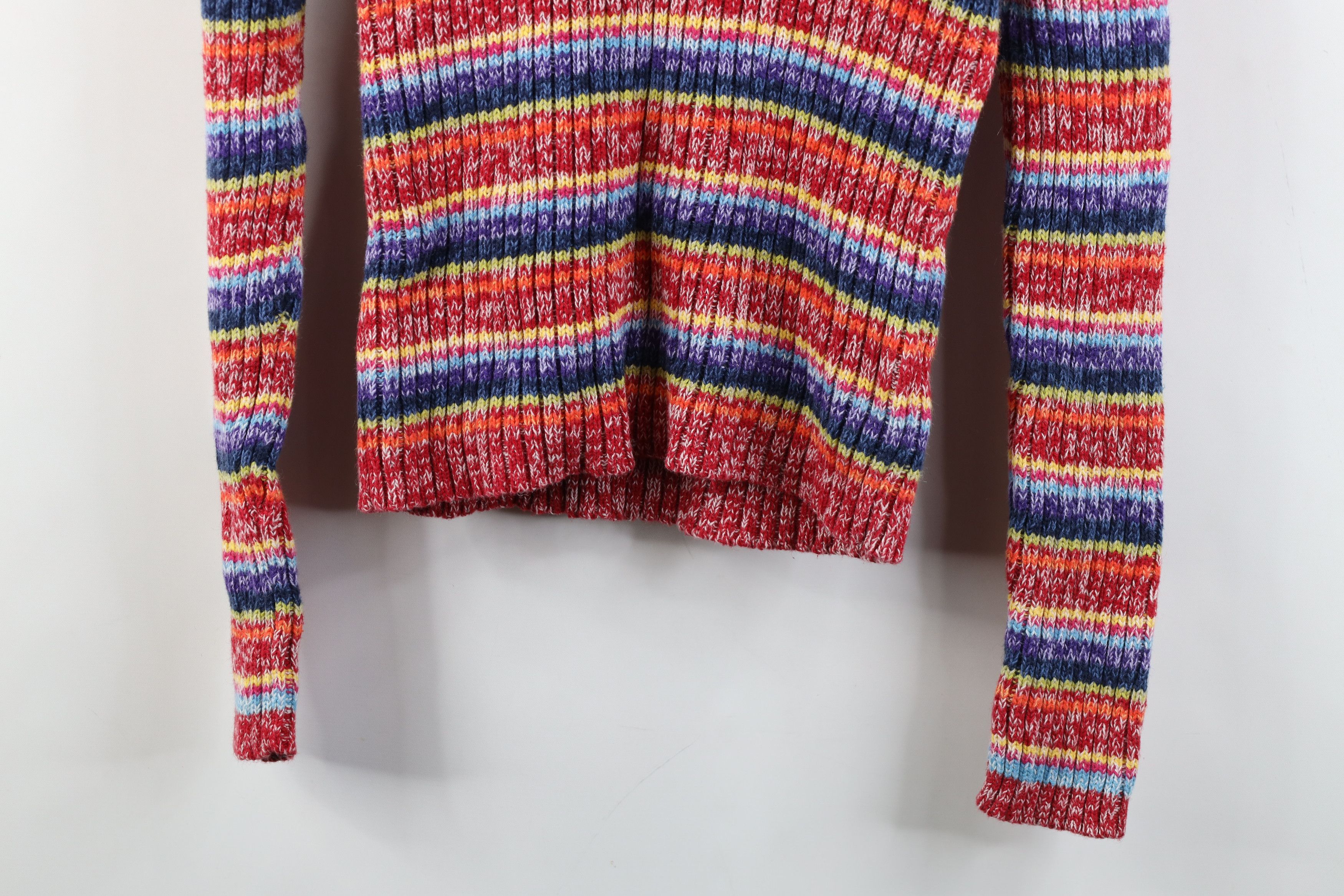 Vintage Vintage 90s Streetwear Rainbow Knit Turtleneck Sweater Size L / US 10 / IT 46 - 3 Thumbnail