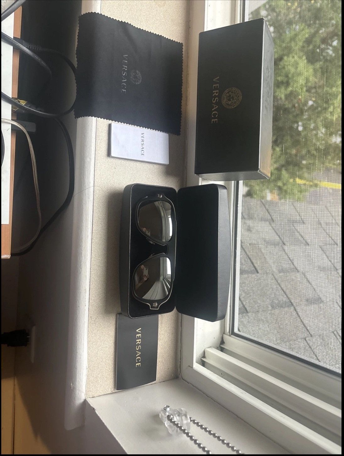 Versace VERSACE MATTE BLACK LT GREY MIRROR SILVER SUNGLASSES Size ONE SIZE - 1 Thumbnail