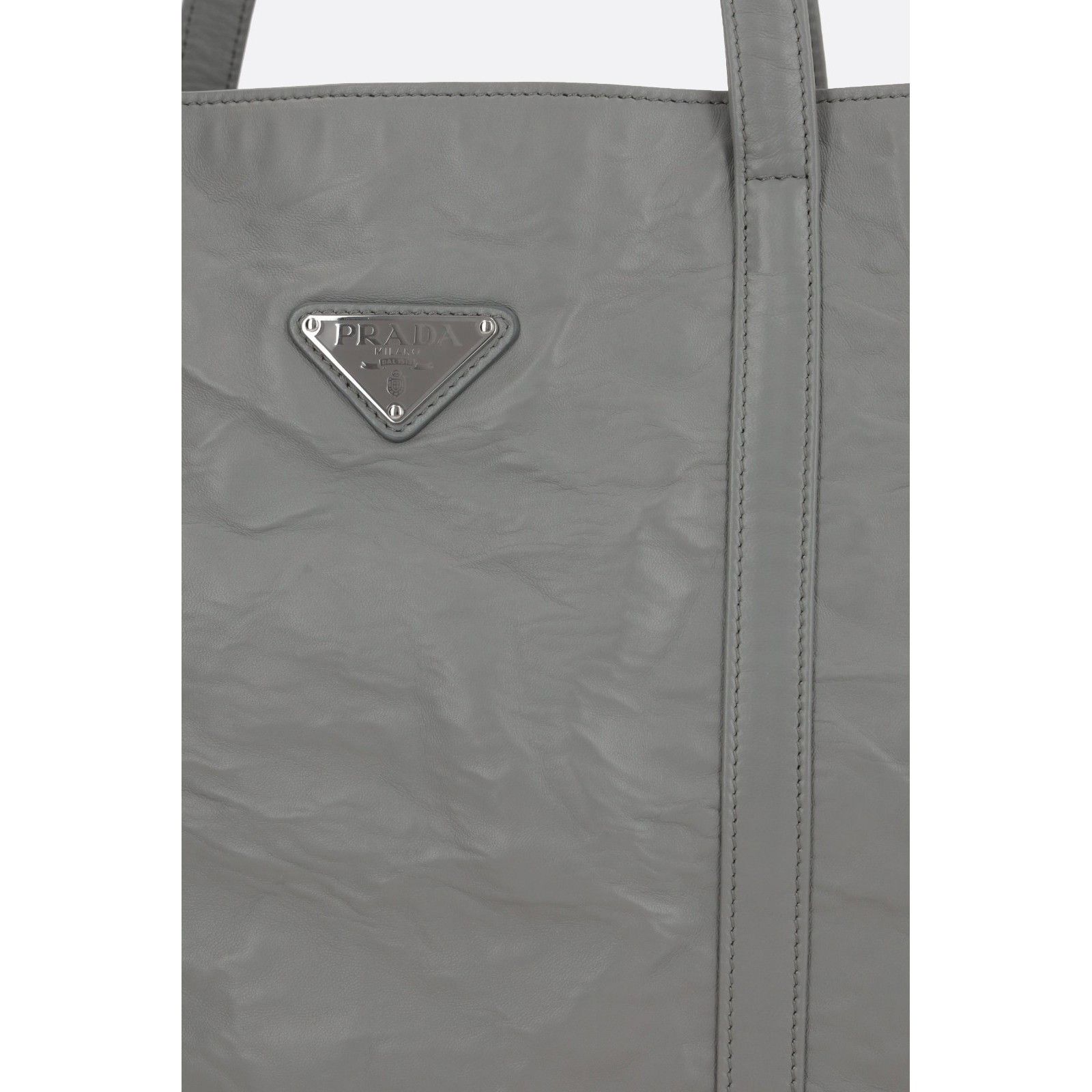 Prada PRADA Gray Nappa Leather Tote Bag New & Authentic Size ONE SIZE - 4 Thumbnail
