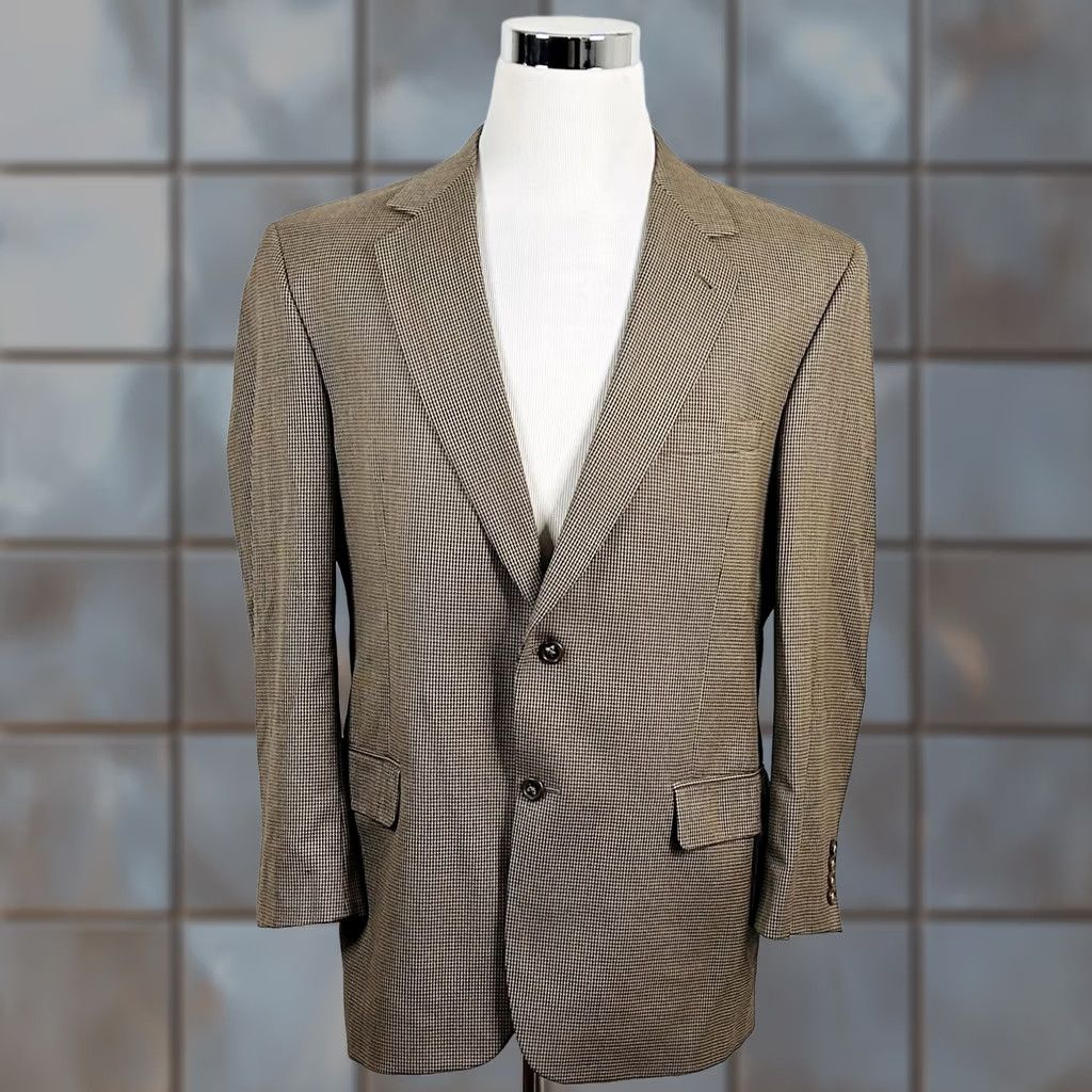 Jos. A. Bank Jos A Bank 42R Sport Coat 100% Wool Gold Houndstooth Two Button Lined Vented Jacket/Coat Mens Regular 42 Gold Wool Sport Coat Size US XS / EU 42 / 0 - 1 Thumbnail