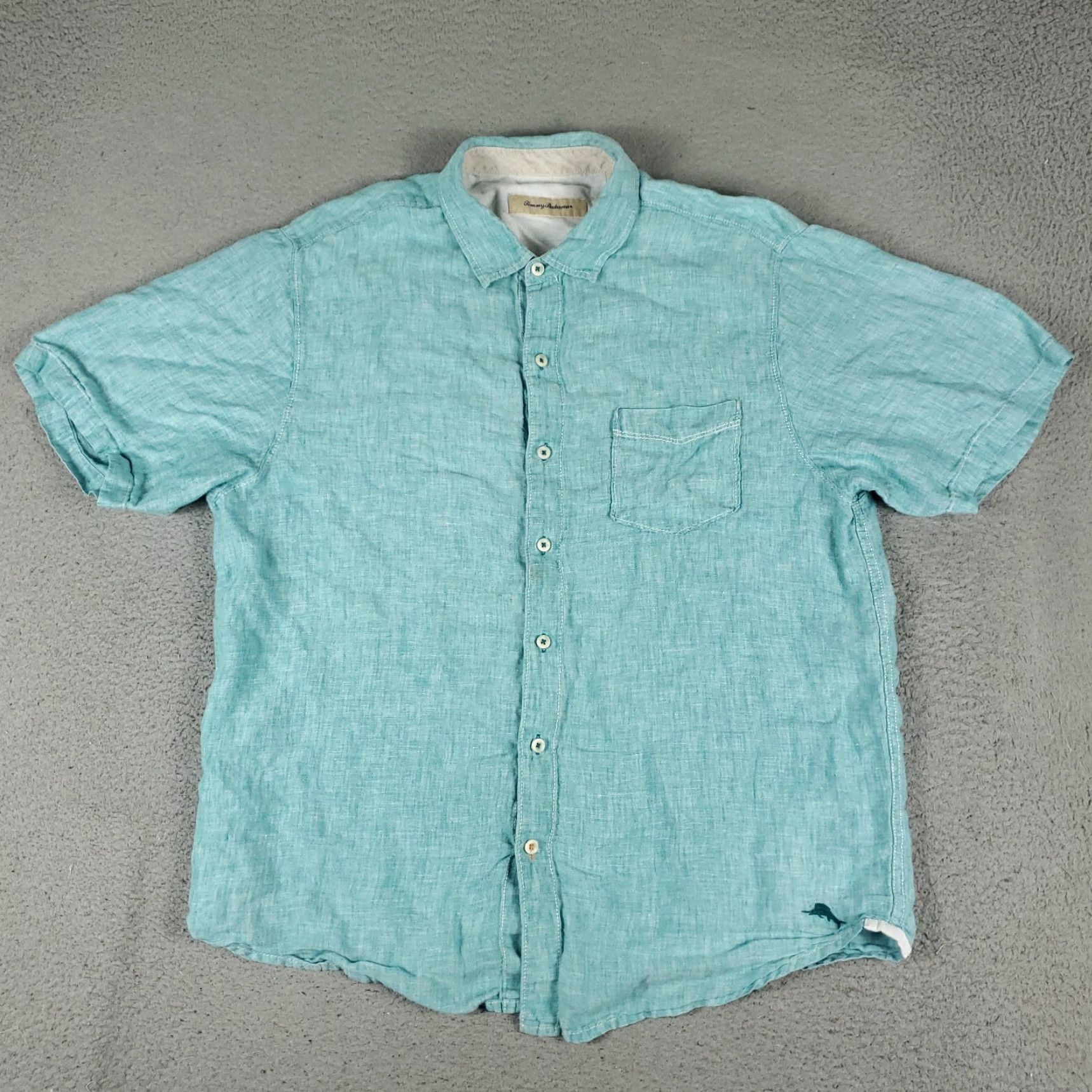 Tommy Bahama VINTAGE Tommy Bahama Men's Short Sleeve Linen Shirt Blue Hawaiian Casual Beach Summer 90s Mens Size US L / EU 52-54 / 3 - 2 Thumbnail