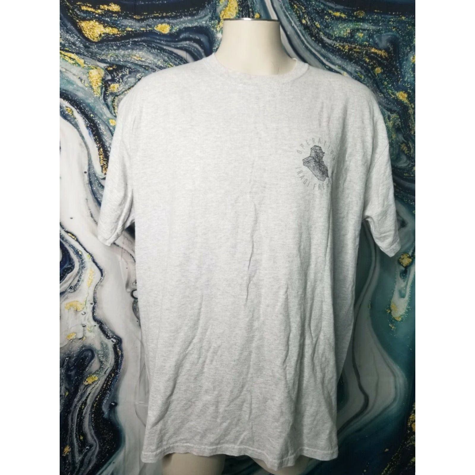 Anvil VINTAGE Operation Iraqi Freedom Combat Veteran Graphic T Shirt Mens XL Gray Crew Neck Short Sleeve Cotton Anvil Army Military 2000s Mens Size US XL / EU 56 / 4 - 3 Thumbnail