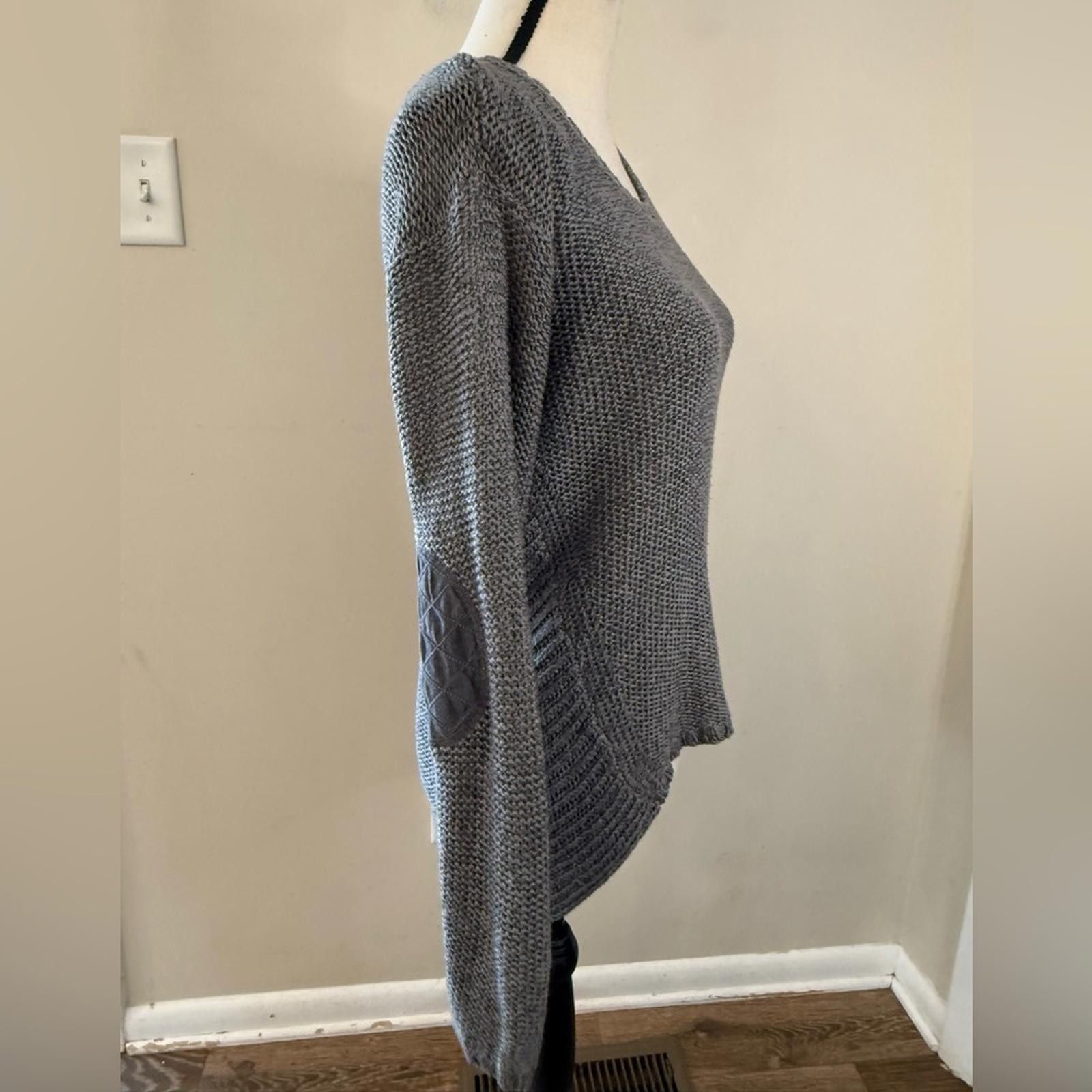 1017 ALYX 9SM Alya gray long sleeve knit sweater elbow patches SZ M Size M / US 6-8 / IT 42-44 - 2 Thumbnail