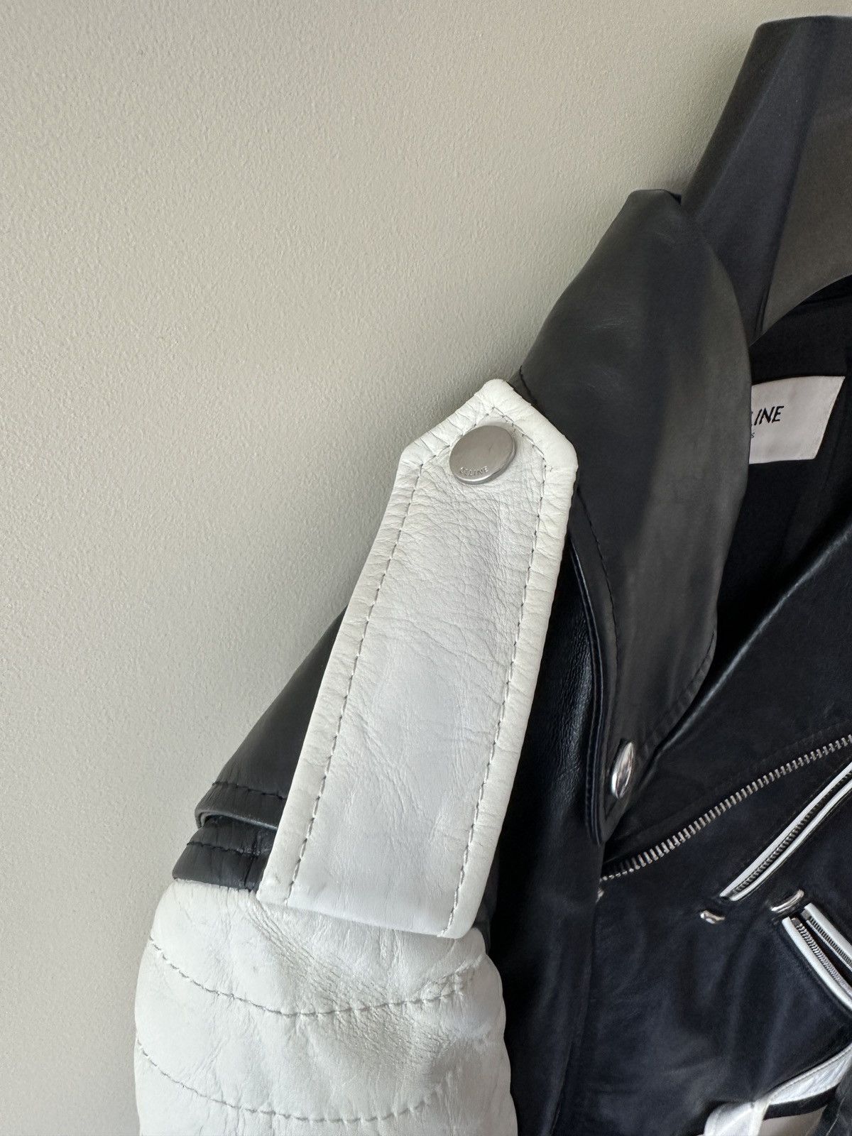 Celine × Hedi Slimane Biker Motorcycle Jacket Two Tone Leather FW19 Size US M / EU 48-50 / 2 - 10 Thumbnail