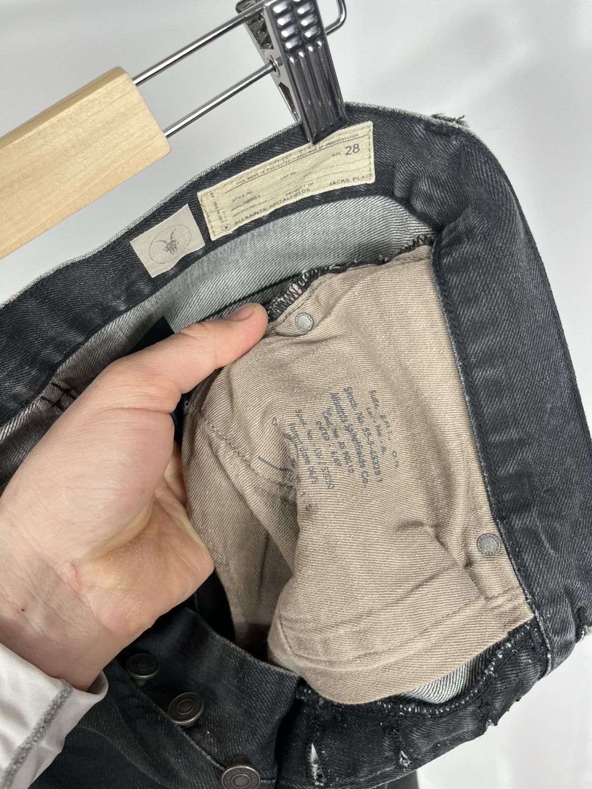 Allsaints AllSaints Mens Black Slim Fit Jeans Size 28 Distressed Size US 28 / EU 44 - 14 Thumbnail