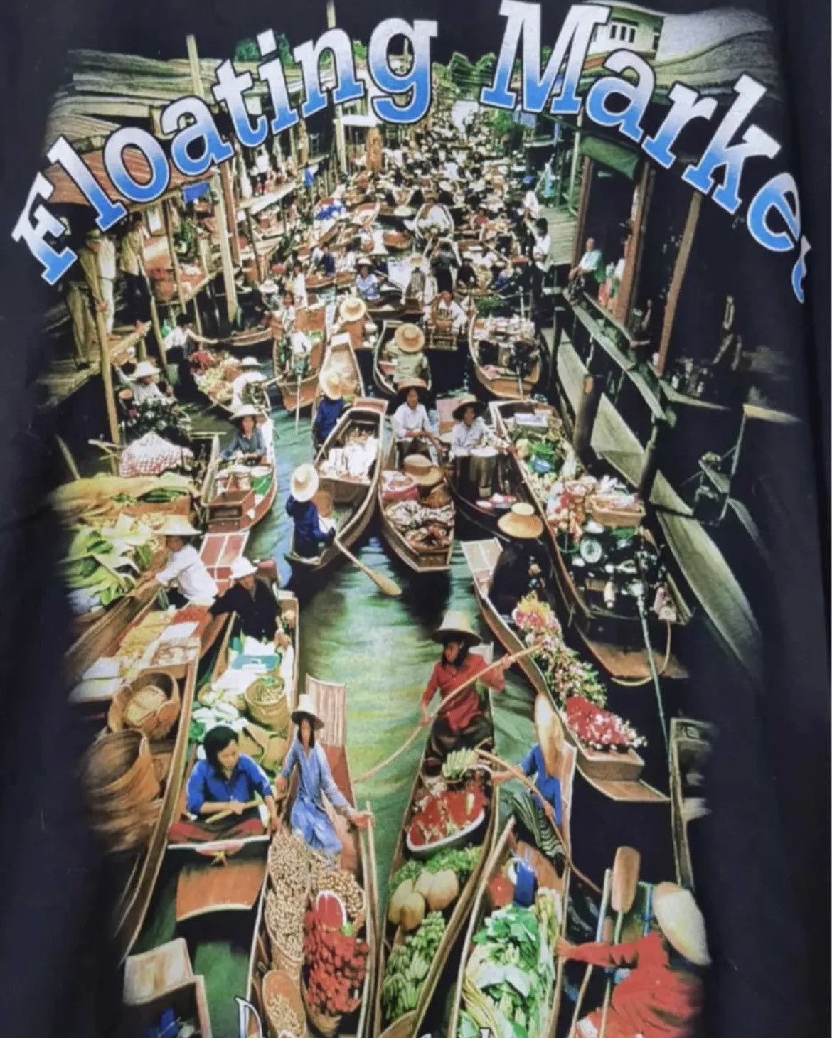 Vintage Thai Thailand souvenir tshirt floating market M slim black Size US M / EU 48-50 / 2 - 2 Thumbnail