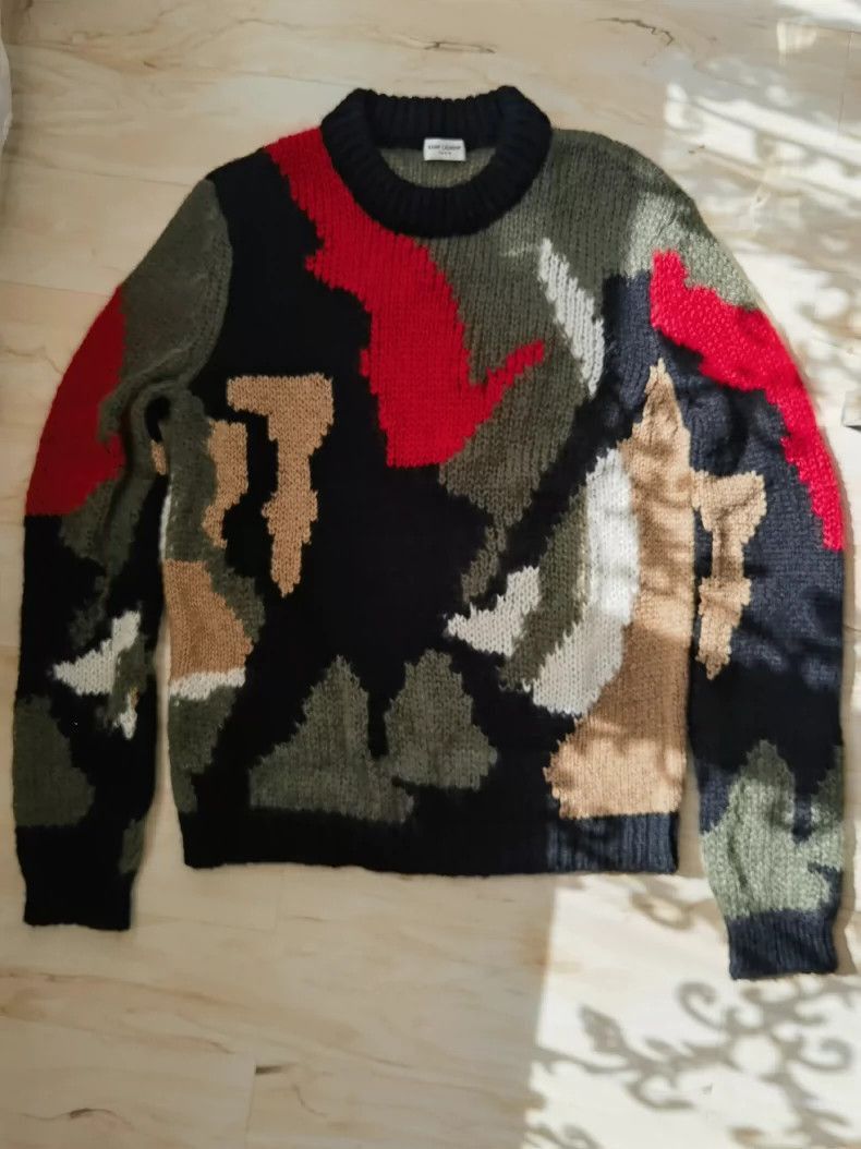 Saint Laurent Paris Saint Laurent Paris Round neck patterned mohair sweater-250 Size US L / EU 52-54 / 3 - 1 Thumbnail