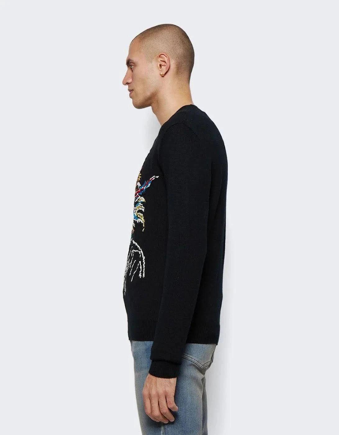 Amiri o1w1db10125 Lang Wolfman Crew Sweater in Black Size US L / EU 52-54 / 3 - 3 Thumbnail