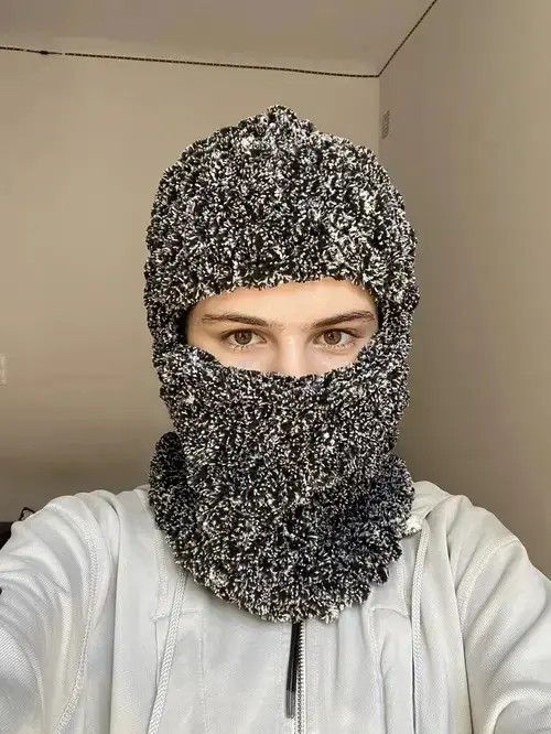 Other Handmade Knitted Balaclava Ski Mask Bunny Panda Style Size ONE SIZE - 3 Thumbnail