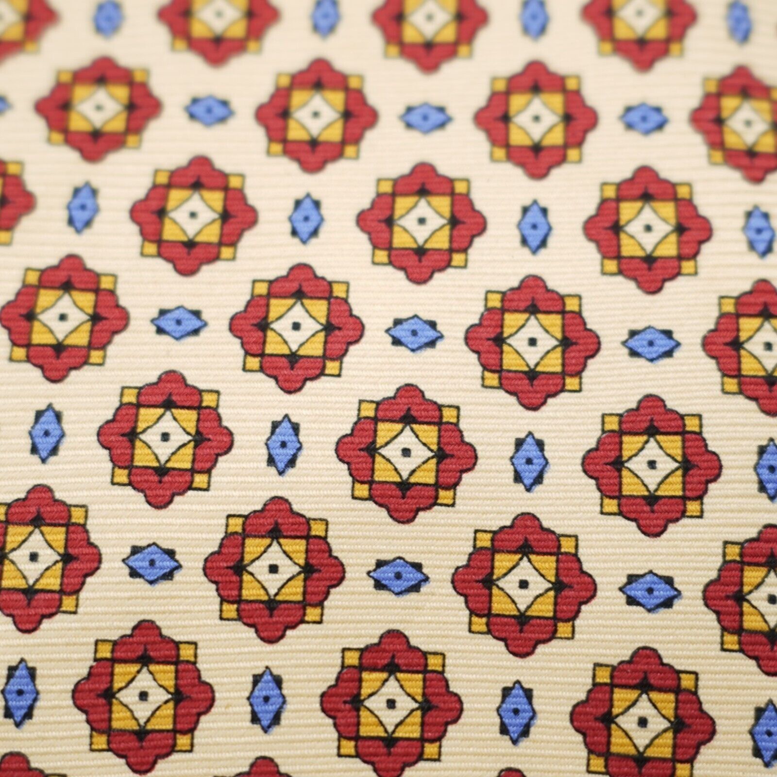 Lands' End Land's End Yellow Red Blue Geometric Print Silk Tie Size ONE SIZE - 2 Thumbnail