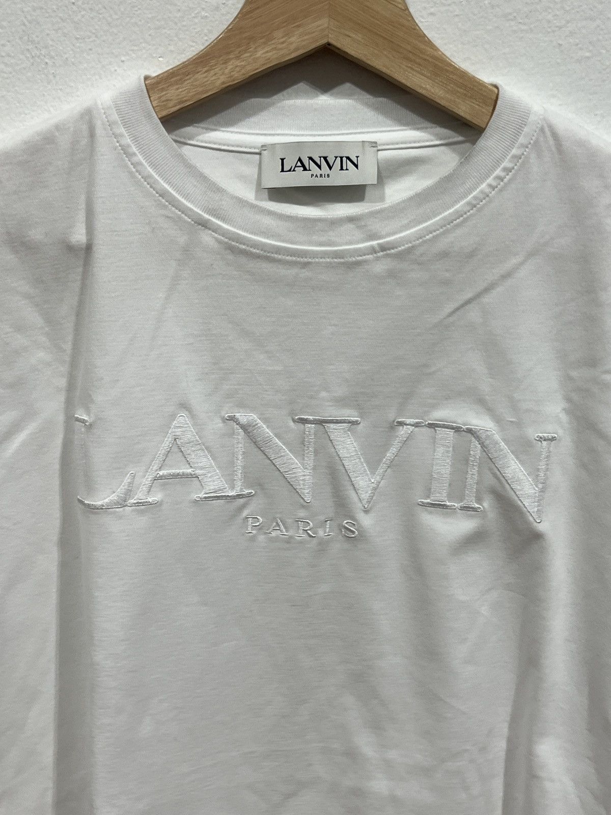 Lanvin Lanvin White Logo Embroidered Tee Size US S / EU 44-46 / 1 - 2 Thumbnail