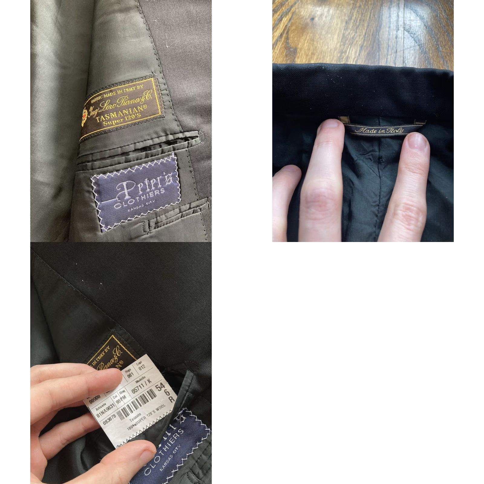 Loro Piana Luca diMarco Blazer Mens 46R Wool Black Notch Lapel 2 Button Single-Breasted Tailored 120s Italy Size 46R - 9 Thumbnail