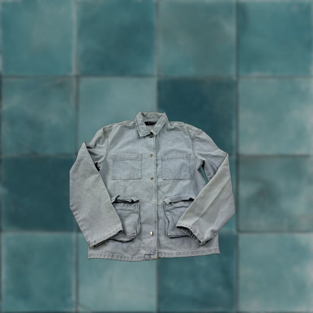 Denime VINTAGE Bossini Jeans Jacket Womens M Blue Denim Military Field Snap Front Pockets Shirt Ladies/Mens? Size 32" / US 10 / IT 46 - 1 Thumbnail