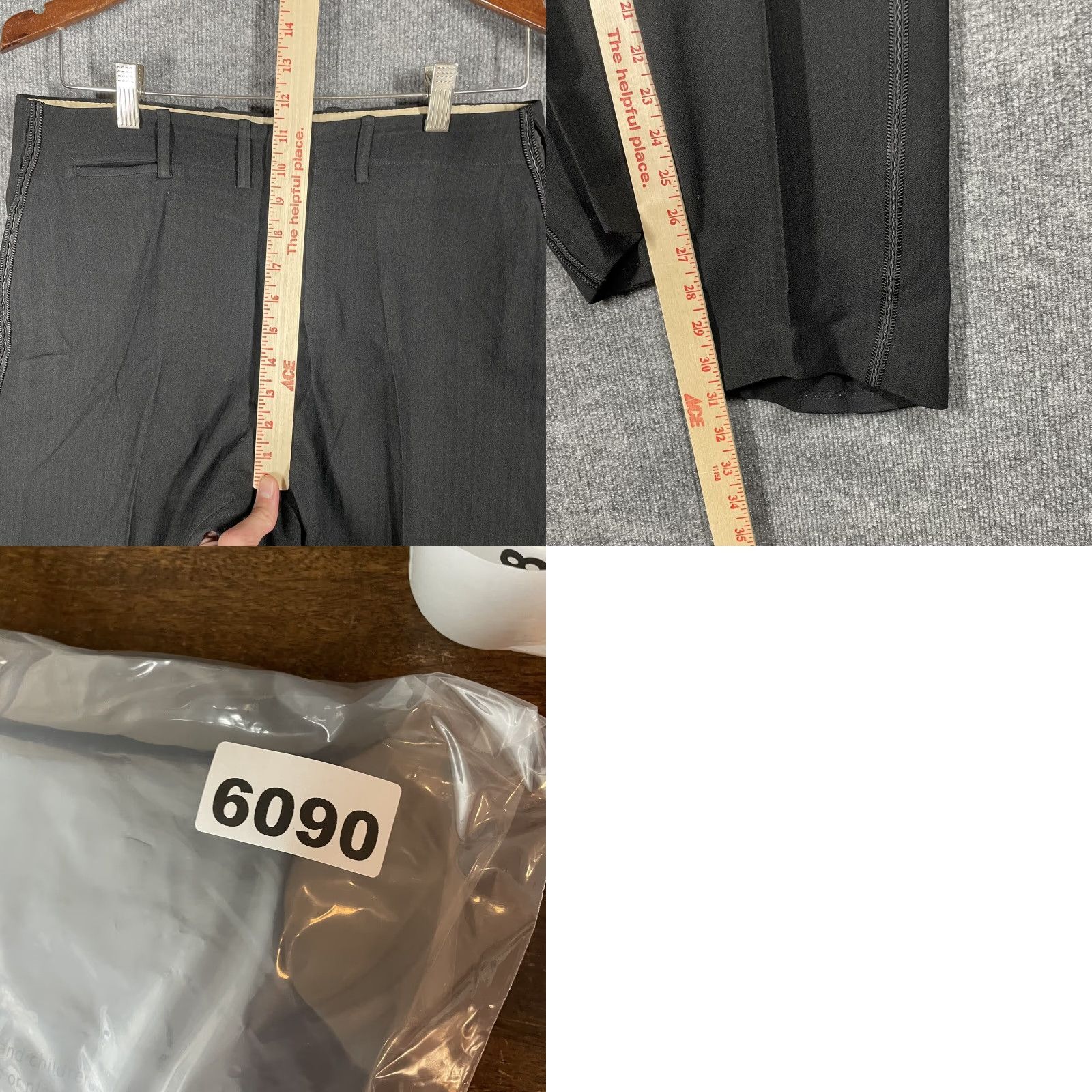 Vintage Bespoke 1920s Black Wool Tuxedo Trousers Sz 31x31 Vtg Peg/Tapered Button Fly Edwardian Look Art Deco Straight Leg Men’s Size US 31 - 11 Thumbnail
