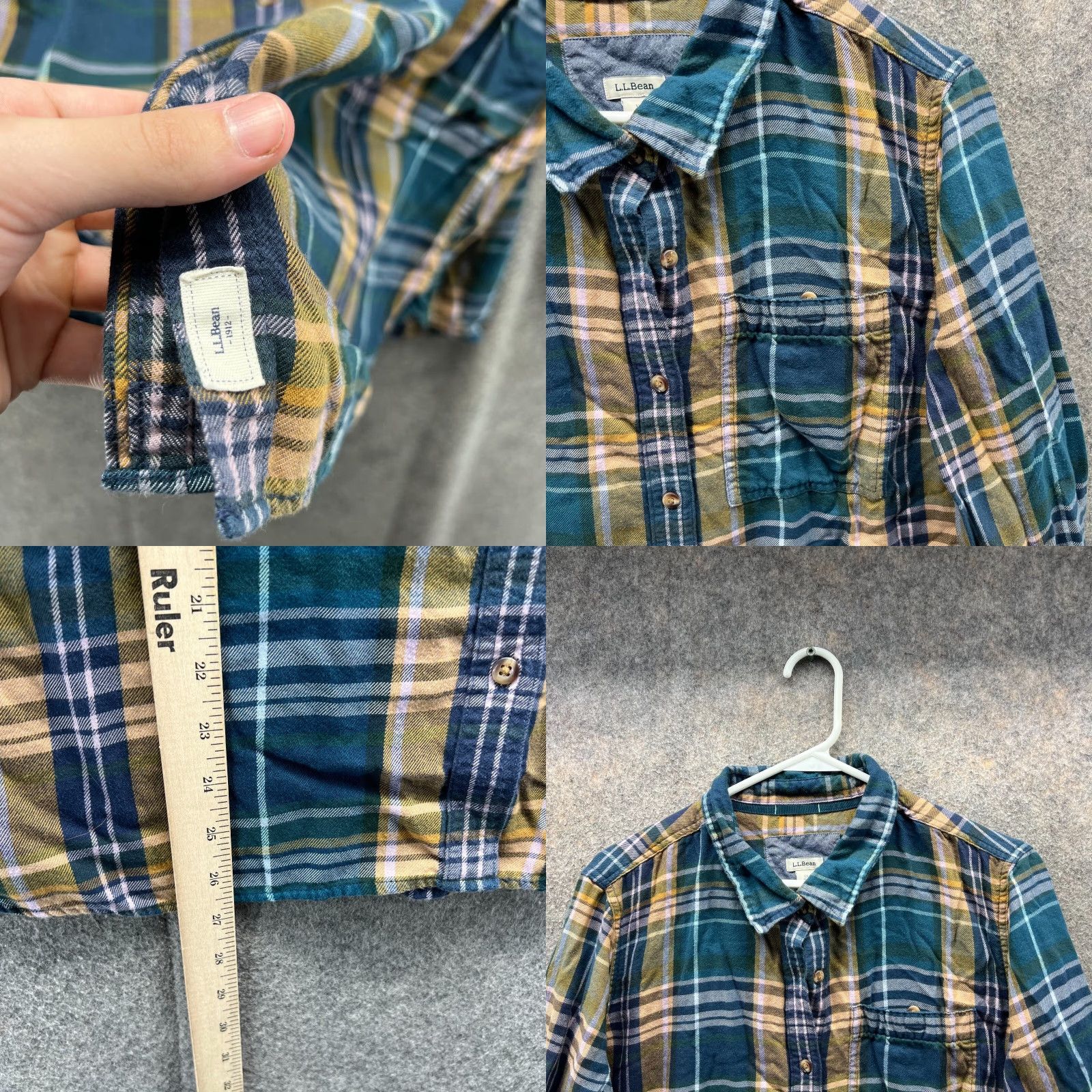 Vintage VINTAGE LL Bean Women Button-Up Plaid Shirt 1X Plus Blue Yellow Flannel 100% Cotton Dress Size XL / US 12-14 / IT 48-50 - 8 Thumbnail