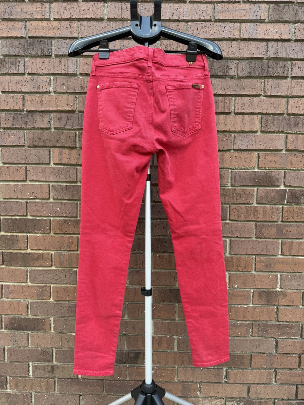 7 For All Mankind Seven 7 For All Mankind Stretch Red Denim Jeans Low Skinny Size 29" - 5 Thumbnail