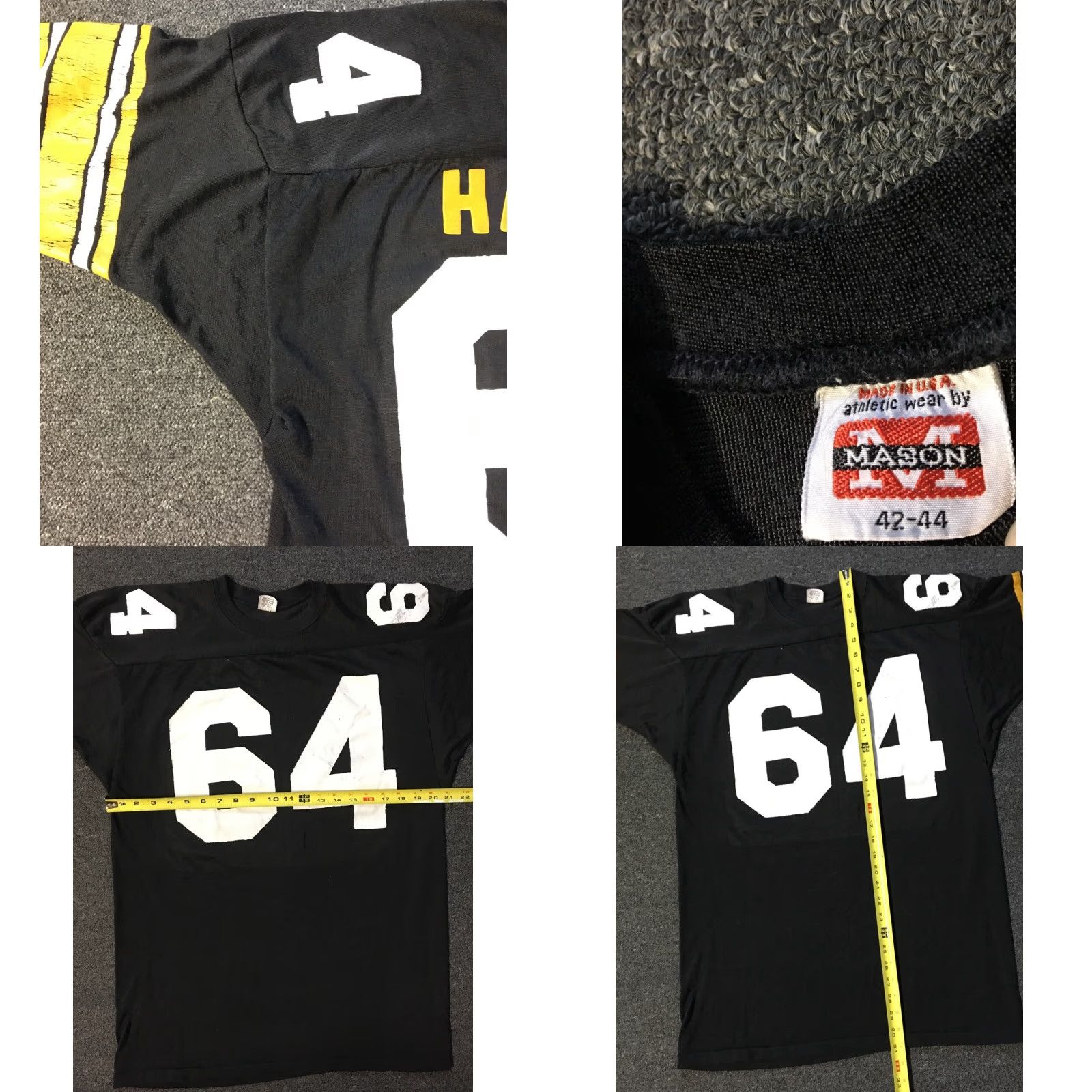 Mason's VINTAGE 60s Jack Reynolds #64 Game Worn Football Jersey L USA Rams 49ers 70s Jersey Men 42-44 Black Modern Athletic Sports Football Vintage Jersey Size US XL / EU 56 / 4 - 8 Thumbnail