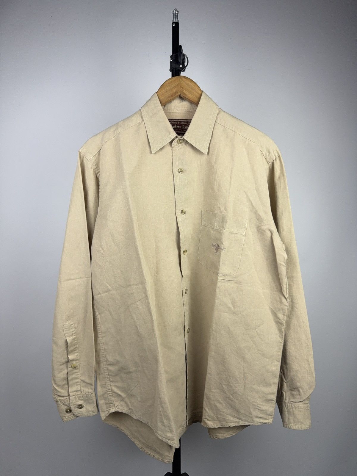 Marlboro Classics 90s Marlboro Classics Beige Linen Work Shirt Vintage L Size US L / EU 52-54 / 3 - 1 Thumbnail