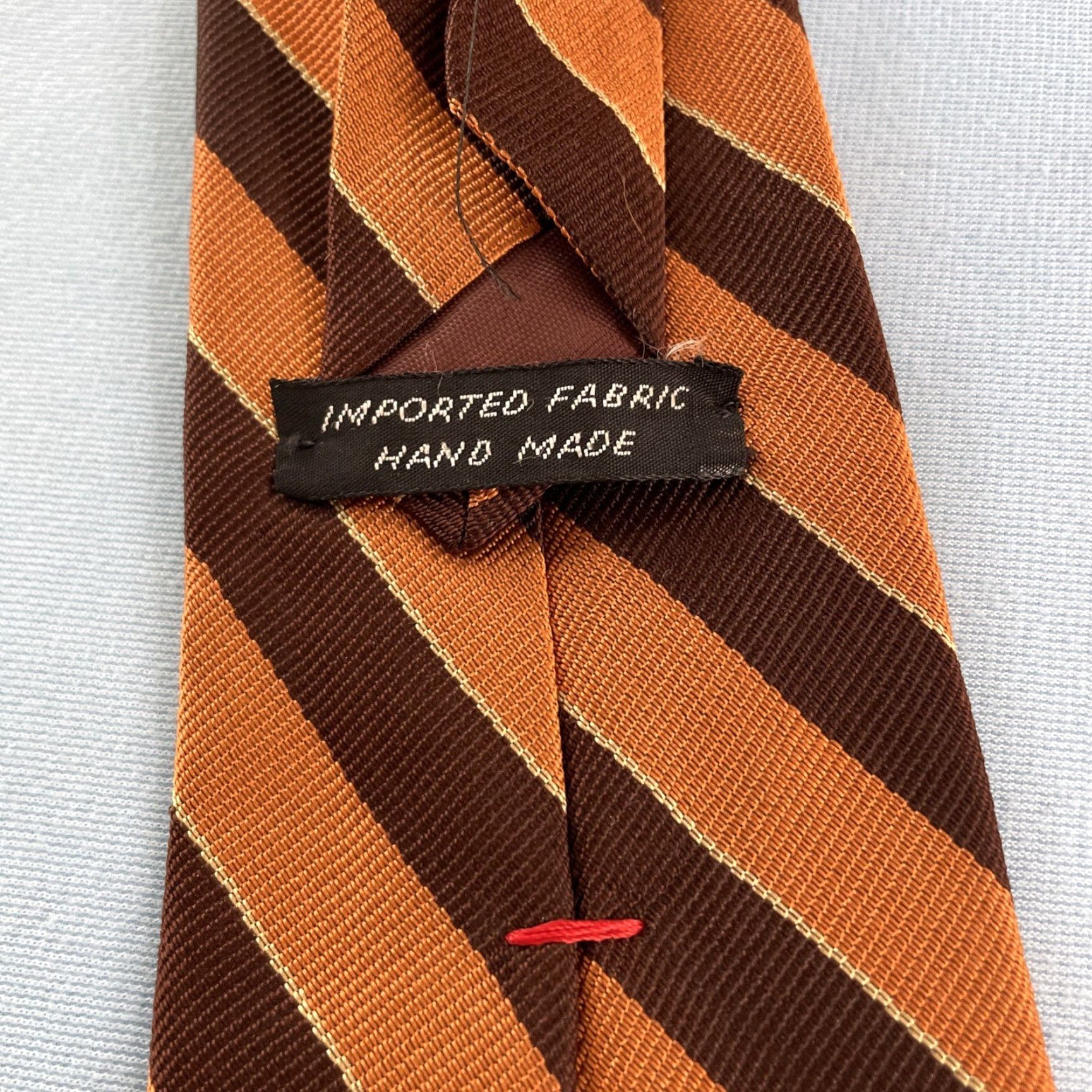 Vintage VINTAGE Handmade Silk Repp Tie Deco Stripe Necktie Brown Orange 58" One Size Mens Size ONE SIZE - 3 Thumbnail