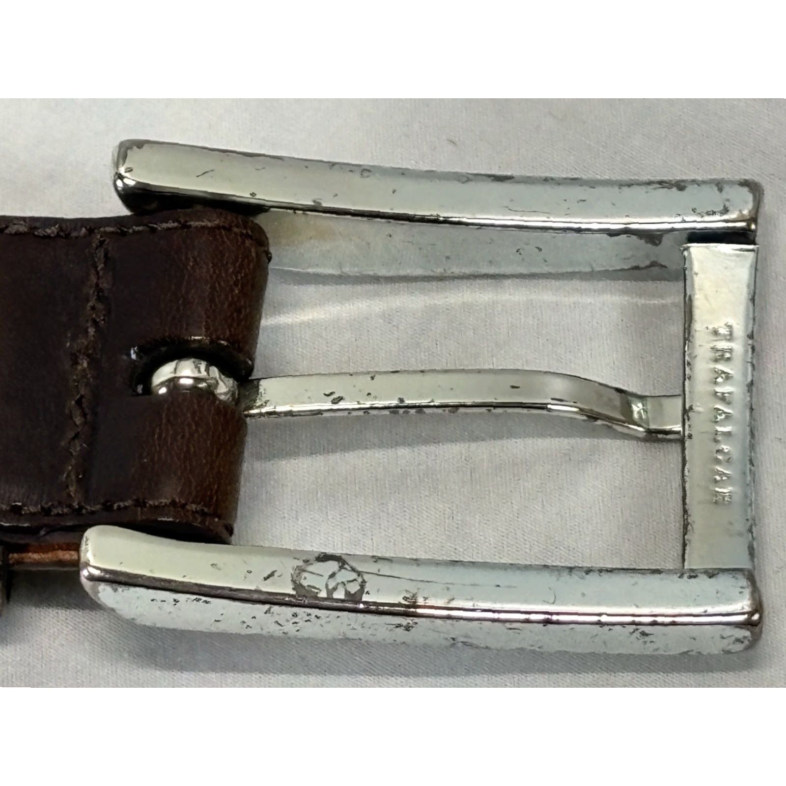Vintage Trafalgar Belt Men's Dark Brown Leather 42 Made USA Cortina Hand Polished Cortina Belt Brown Leather 42 Mens USA Belt Size 42 - 8 Thumbnail