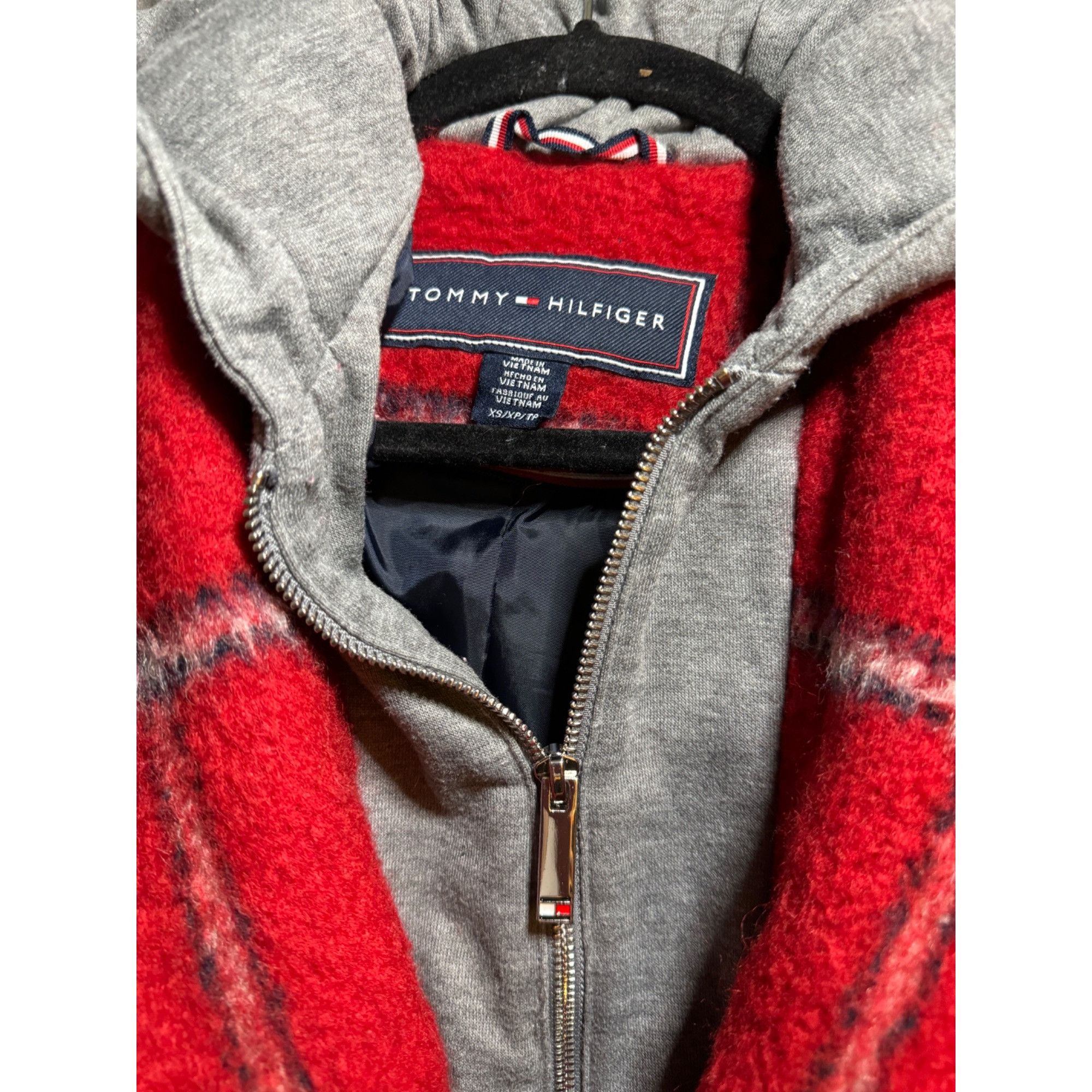 Tommy Hilfiger Tommy Hilfiger Red Plaid Wool Blend Coat With Gray Hood XS Size XS / US 0-2 / IT 36-38 - 2 Thumbnail