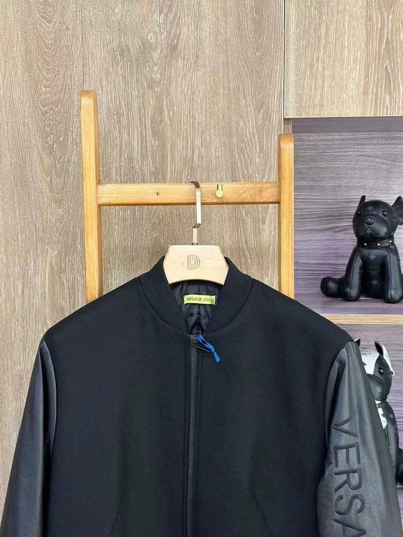 Versace Black casual leather jacket