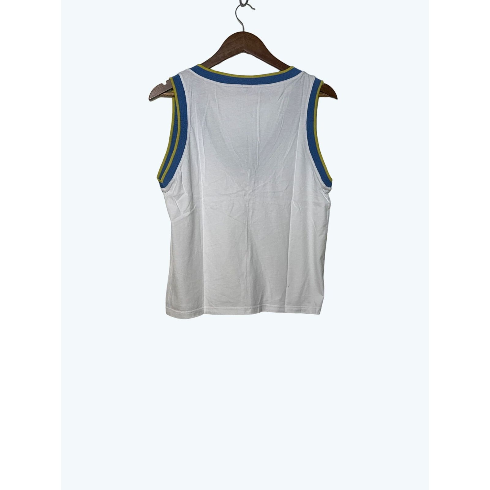 MONROW Monrow Tennis Tank White w/ Blue-Yellow Trim New XL Size XL / US 12-14 / IT 48-50 - 3 Thumbnail