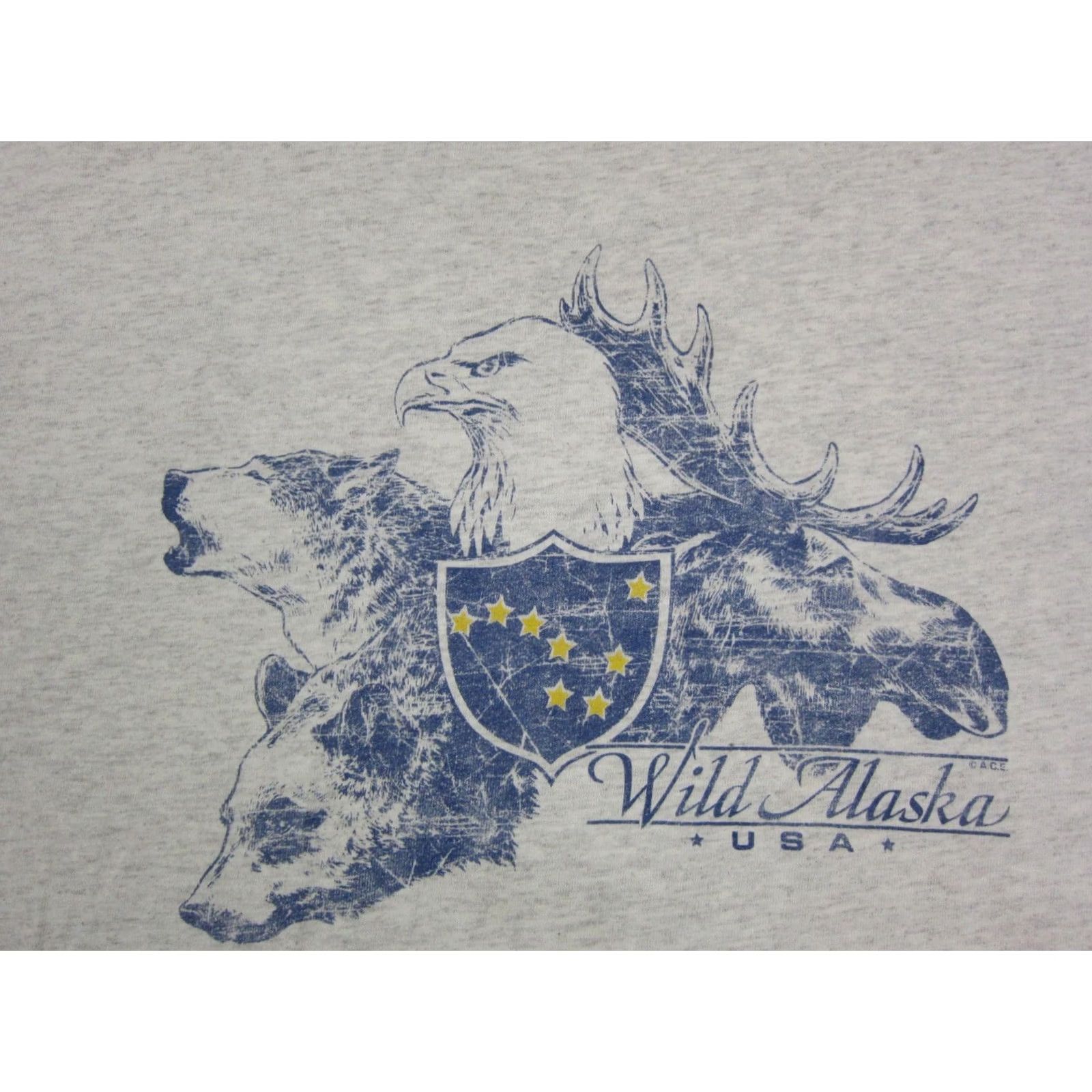 Hanes Vintage Hanes Alaska Shirt Mens XL Gray Bear Moose Eagle Wolf 90s Band Rock Graphic Print Short Sleeve Crew Neck T-Shirt Clothing Men XS Size US XL / EU 56 / 4 - 2 Thumbnail