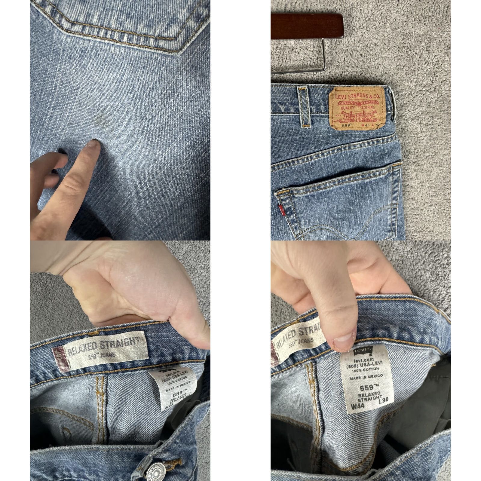Levi's Levi's 559 Jeans Mens 44x25 Light Blue Relaxed Straight Denim Casual Size US 44 / EU 60 - 9 Thumbnail