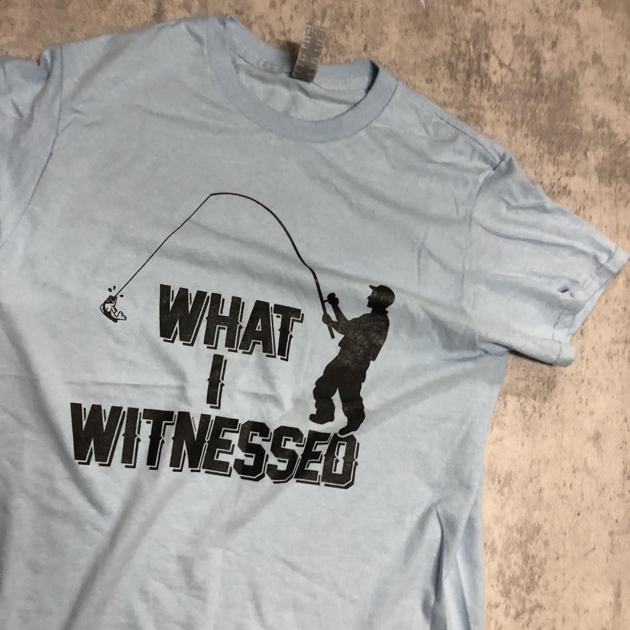 Gildan Light blue Gildan cotton t-shirt with "What I Witnessed" Size US S / EU 44-46 / 1 - 2 Thumbnail