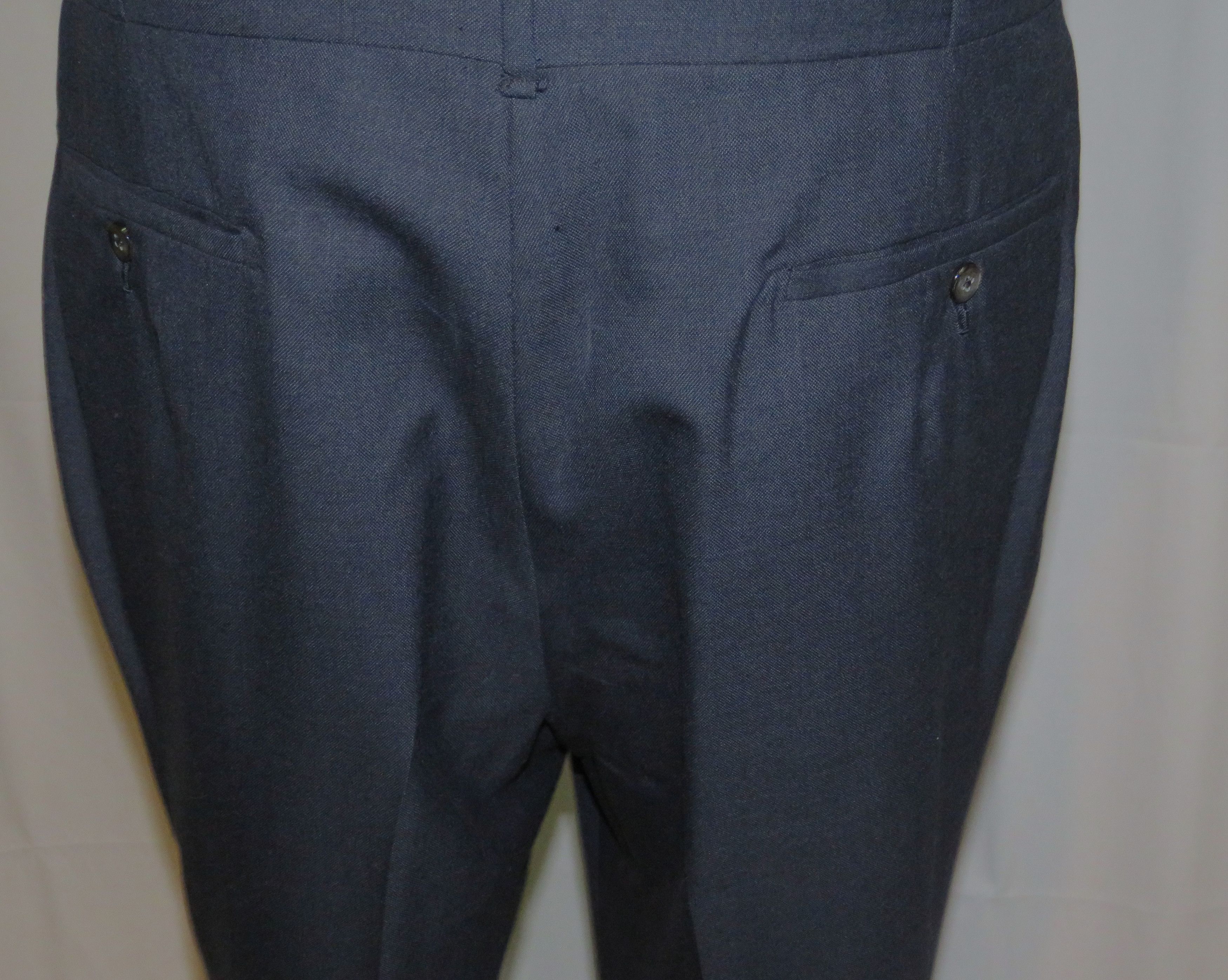 Henry Poole Savile Row Bespoke VTG Blue Hopsack Two Button Suit 40R Size 40R - 15 Thumbnail