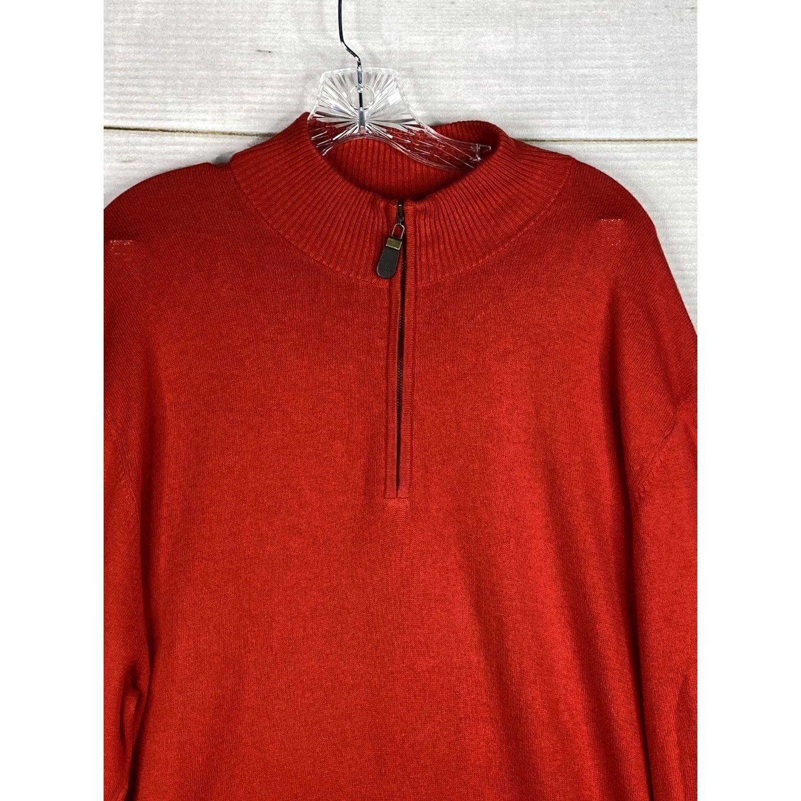 Orvis Orvis Sweater Mens L Red 1/4 Zip Pullover Mock Neck Cashmere Cotton Silk Classic Pullover Knit Zipper Mock Neck 1/4 Zip Mens L Red Orvis Sweater Size US L / EU 52-54 / 3 - 2 Thumbnail