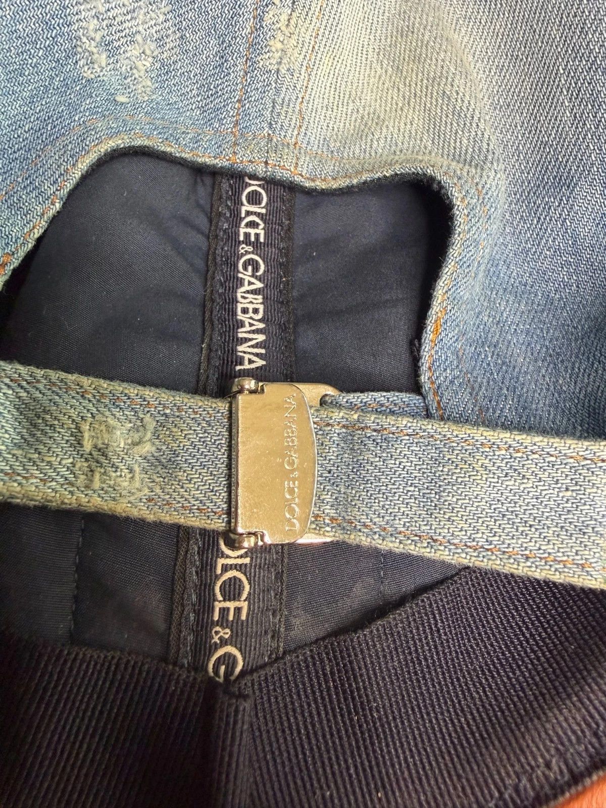 Dolce & Gabbana Silver Logo Plate Denim Distressed Hat Size ONE SIZE - 10 Thumbnail