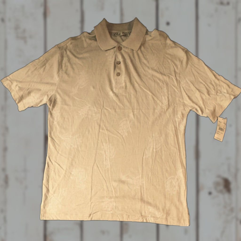 Vintage VINTAGE Batik Bay Short Sleeve Polo Mens L Tan Hawaiian Floral Shirt Cotton NWT Size US L / EU 52-54 / 3 - 1 Thumbnail
