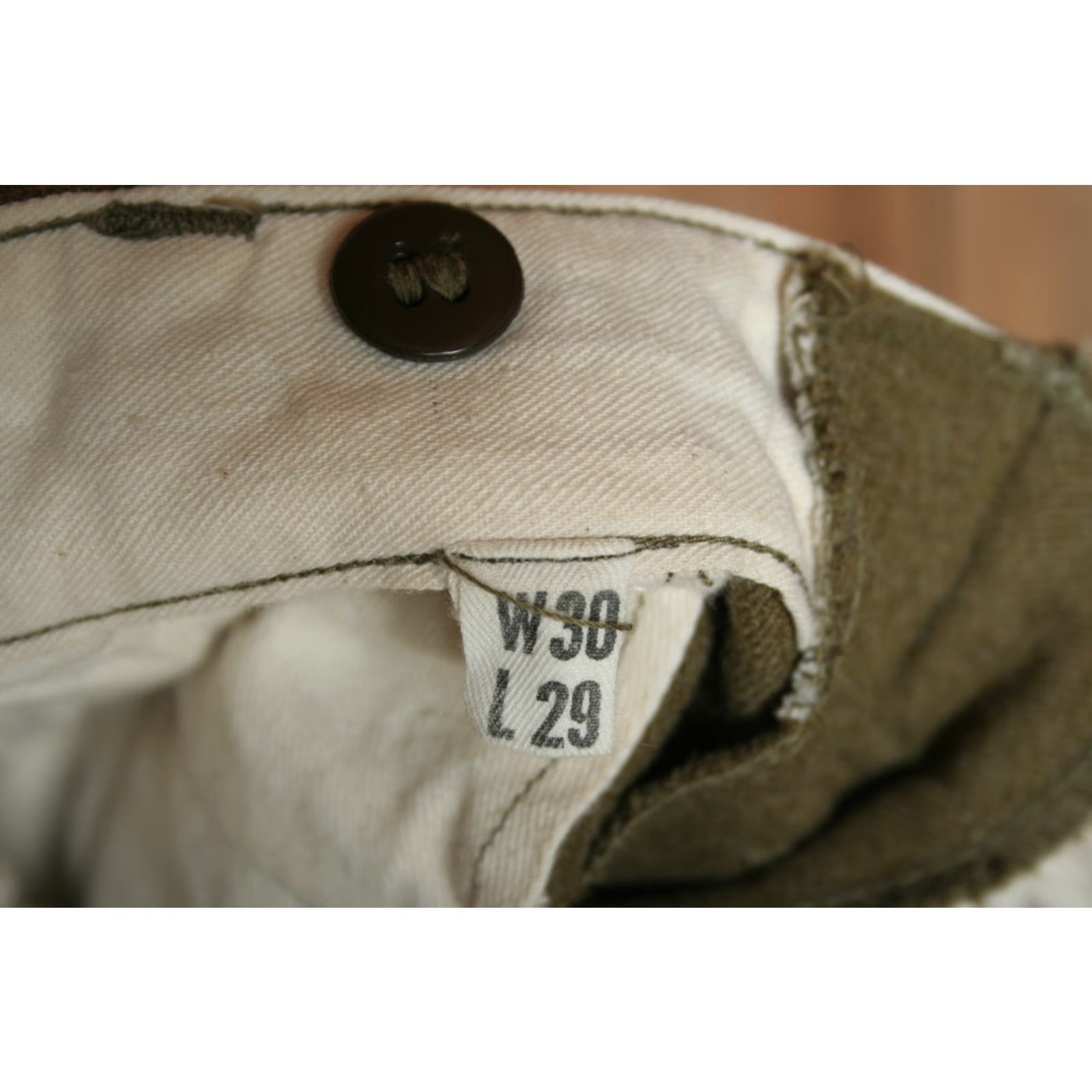 Olive VINTAGE Serge OD Olive Green Wool Military Army Officer Pants Sz. 29x28 Size US 29 - 8 Thumbnail
