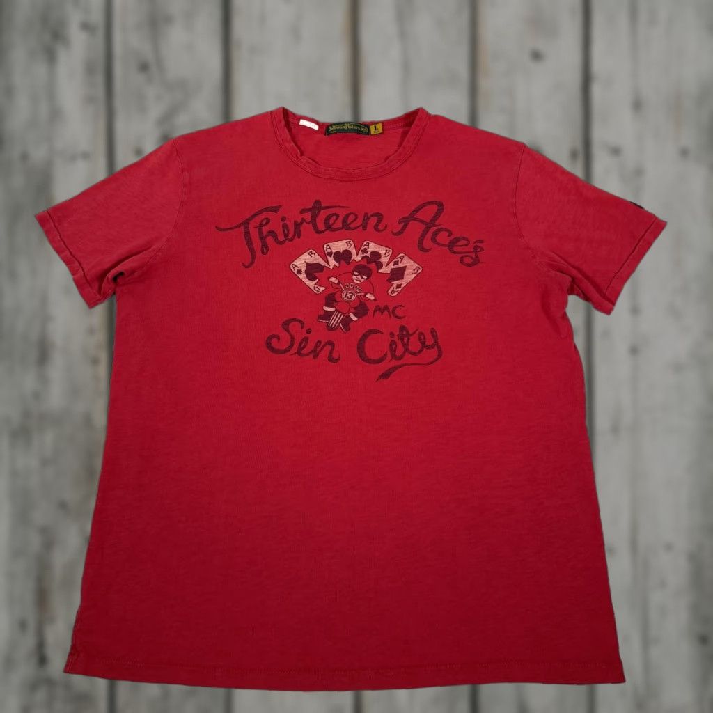 Vintage Johnson Motors Shirt Mens Large Red Thirteen Aces Sin City Made USA Biker Tee Graphic Print Size US L / EU 52-54 / 3 - 1 Thumbnail