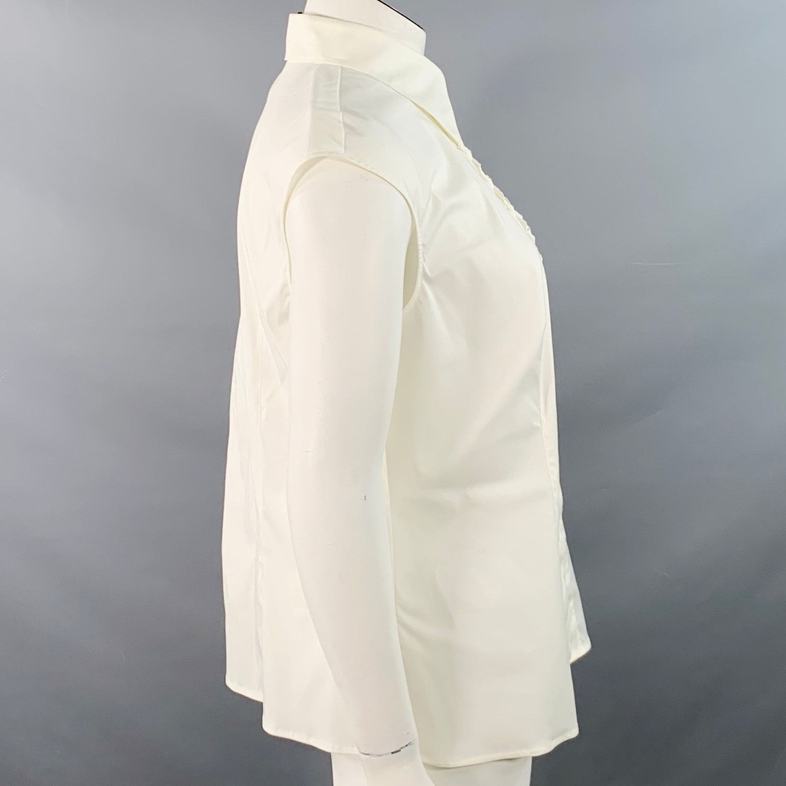 Escada ESCADA Size XL Cream Cotton Blend Pleated Sleeveless Shirt Size XL / US 12-14 / IT 48-50 - 3 Thumbnail
