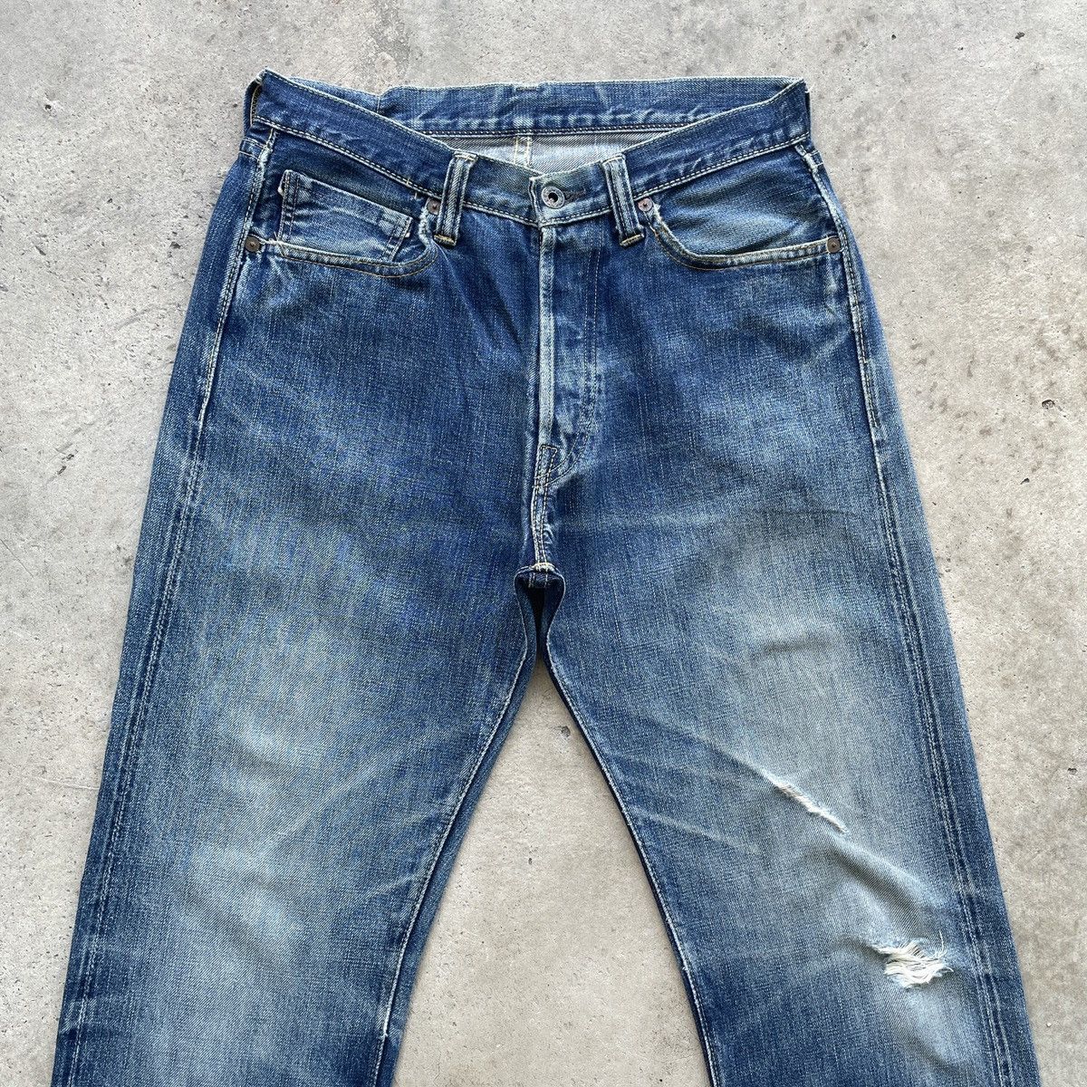 Japanese Brand Vintage Japan Red Line Distressed Denim Faded Jeans Pants Size US 29 - 3 Thumbnail