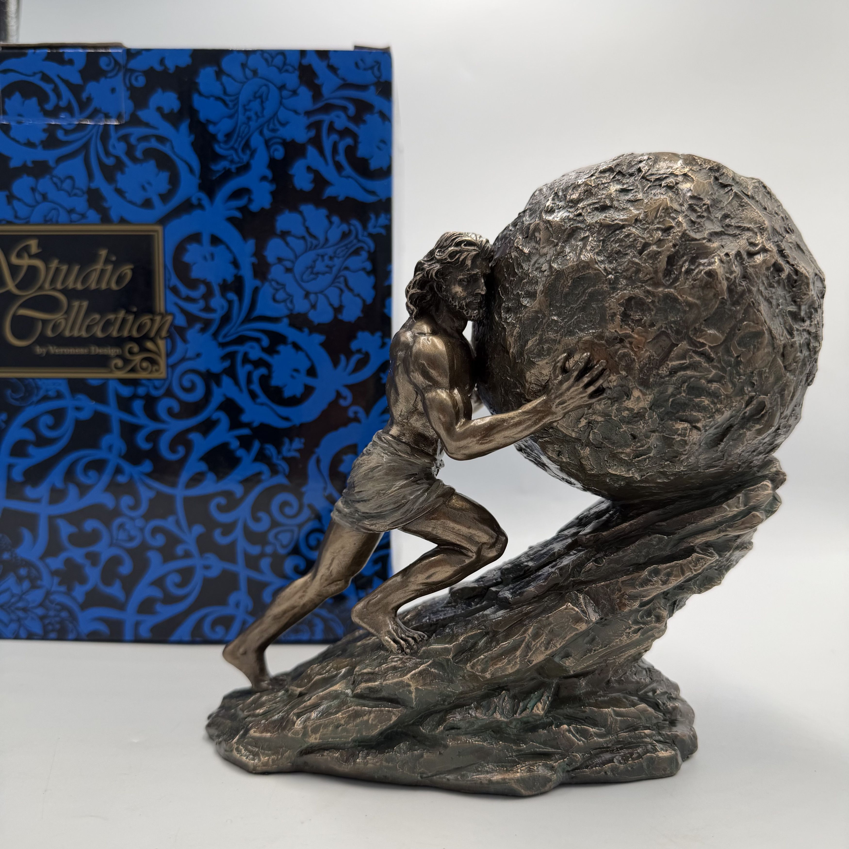 Vintage Sisyphus Bronze Finish Figurine Polystone Greek Mythology Size ONE SIZE - 2 Thumbnail