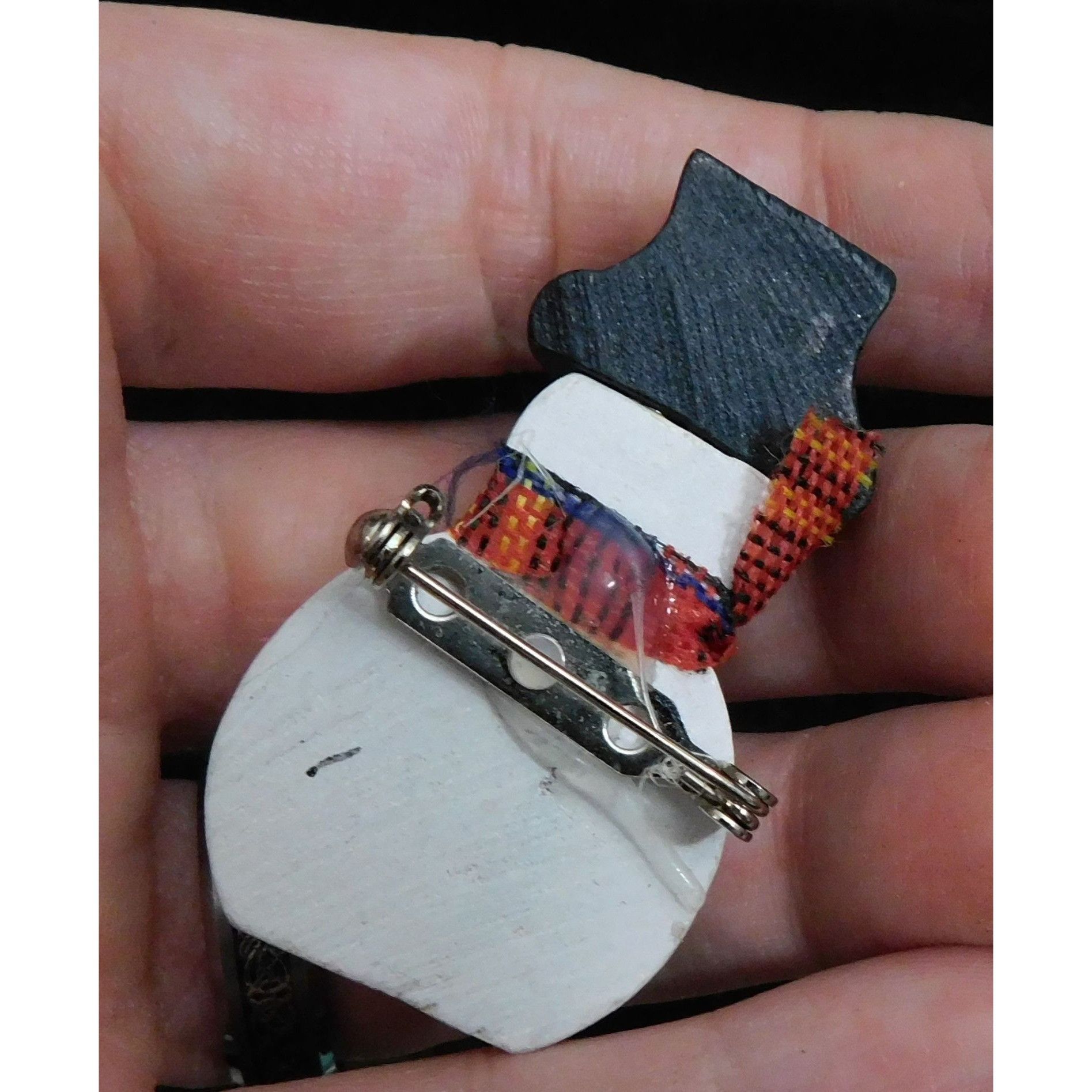 Handmade Handmade Painted Wooden Snowman Brooch Size ONE SIZE - 2 Thumbnail