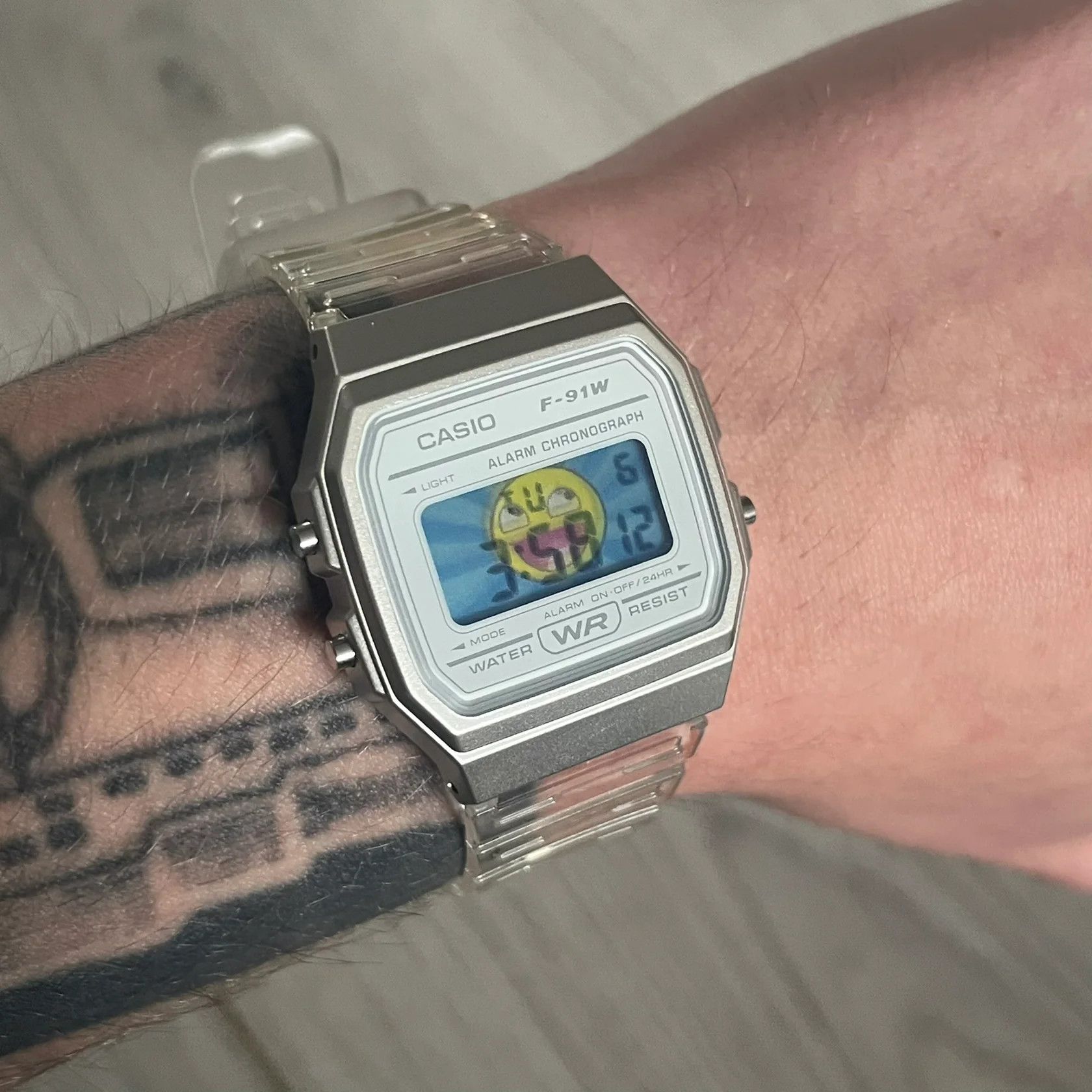 Casio Casio F-91W "Awesome Face" Clear Digital Watch Size ONE SIZE - 6 Thumbnail