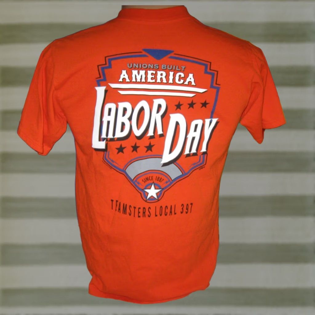Vintage TEAMSTERS LOCAL 397 Labor Day T-Shirt Men's M Orange Union Line USA Size US M / EU 48-50 / 2 - 1 Thumbnail