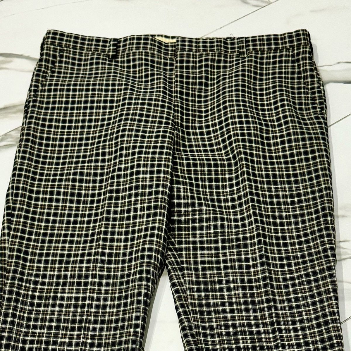 Vintage SICK TRUE VINTAGE 70s NAVY AND GOLD PLAID PANTS! Size US 36 / EU 52 - 2 Thumbnail