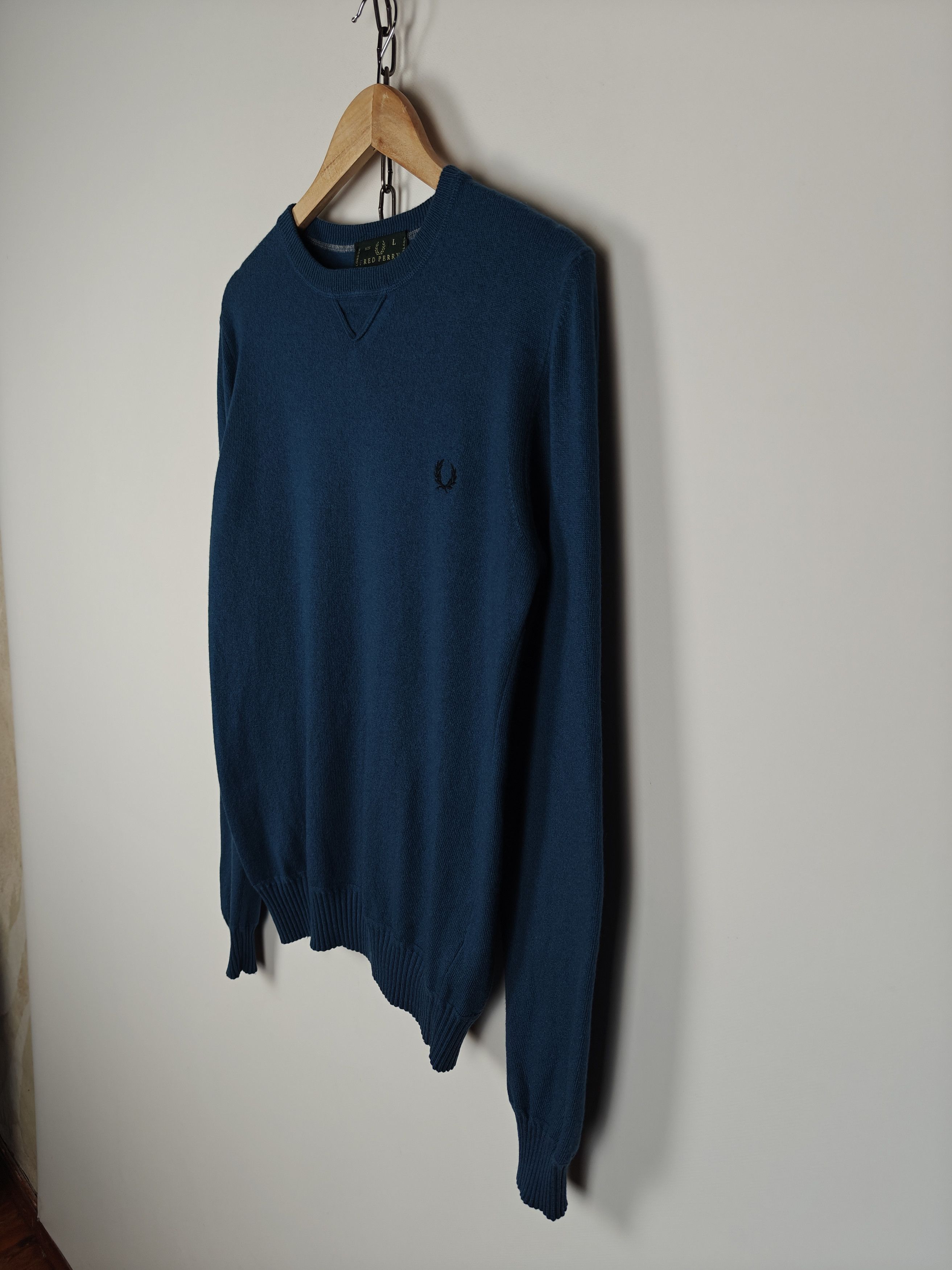 Fred Perry Fred Perry Wool Sweater Blue Pullover Small Logo size L Size US L / EU 52-54 / 3 - 5 Thumbnail