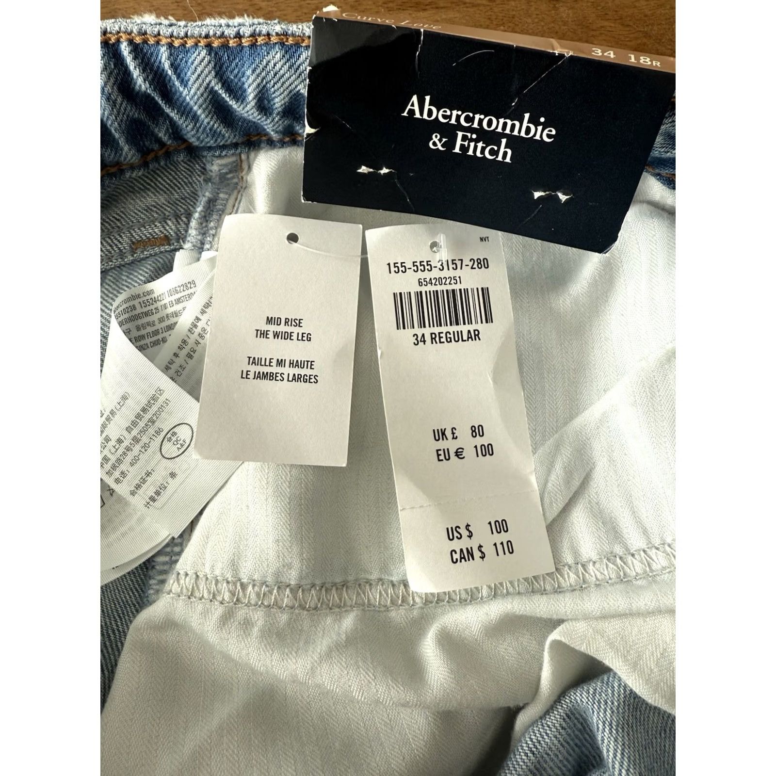 Abercrombie & Fitch Abercrombie & Fitch Jeans Wide Leg Mid Rise Womens 18R Blue Denim 5-Pocket Logo 90s City Hip Hop Vintage? Size 40" / US 18 - 4 Thumbnail