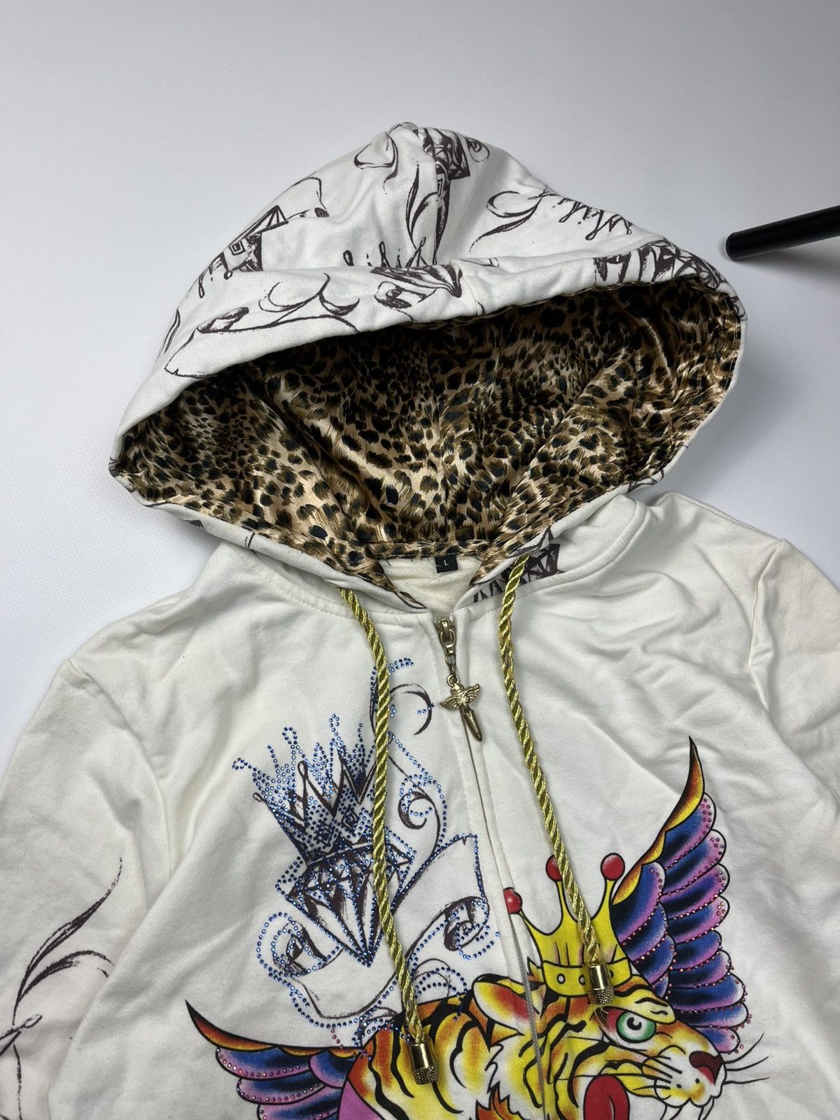If Six Was Nine LGB IfSixWasNine Ed Hardy Style Leopard Fur Faux Zip Hoodie Size M / US 6-8 / IT 42-44 - 6 Thumbnail