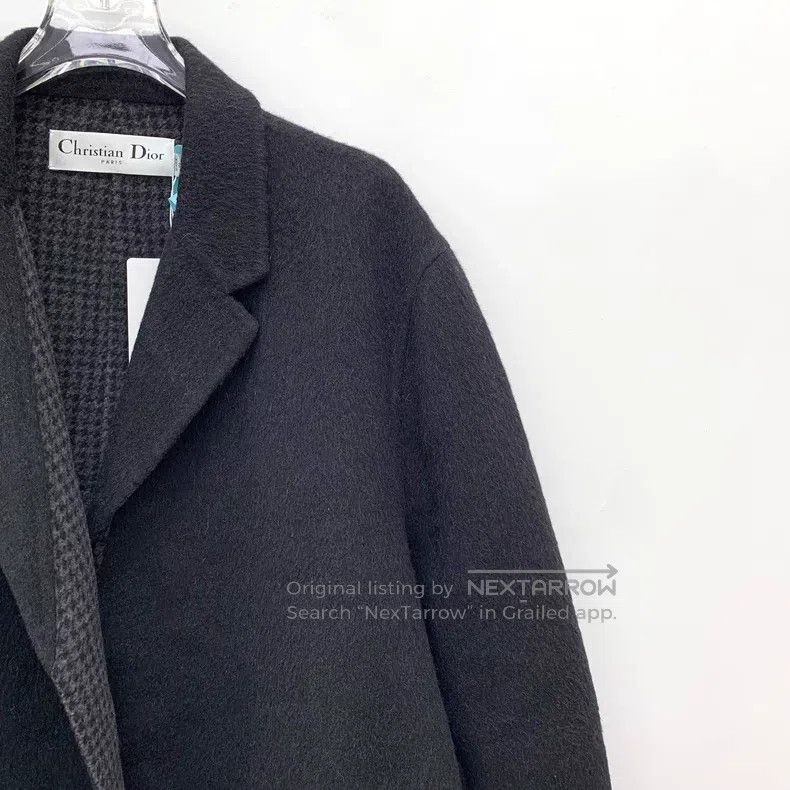 Dior Dior Black checkered wool lapel long-sleeved belt coat Size M / US 6-8 / IT 42-44 - 3 Thumbnail