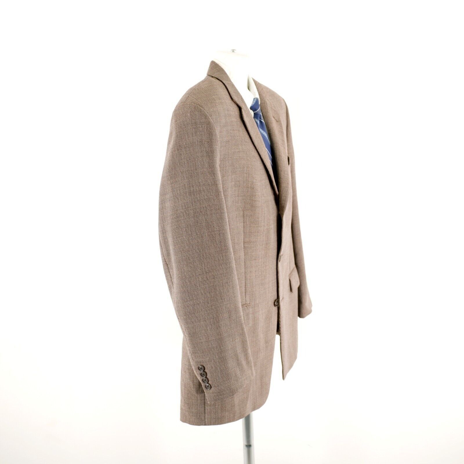 Calvin Klein Calvin Klein Brown Cream Gray Check Textured Wool Blend 3 Bu Size 44R - 8 Thumbnail
