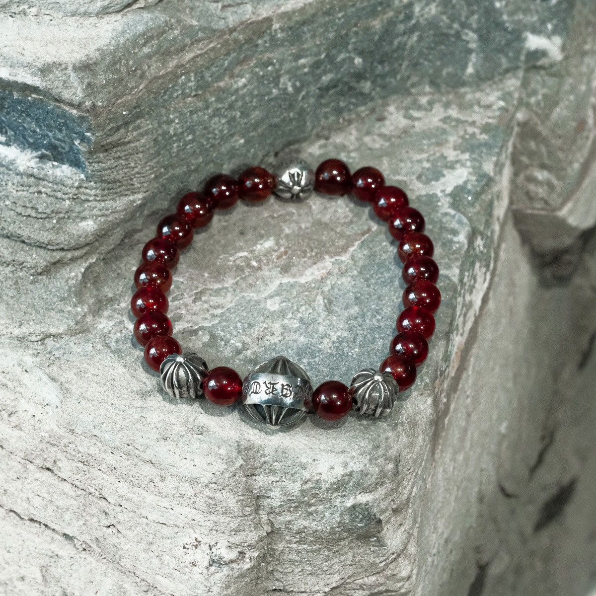 Chrome Hearts CHROME HEARTS 8MM BEAD GARNET BRACELET | Grailed