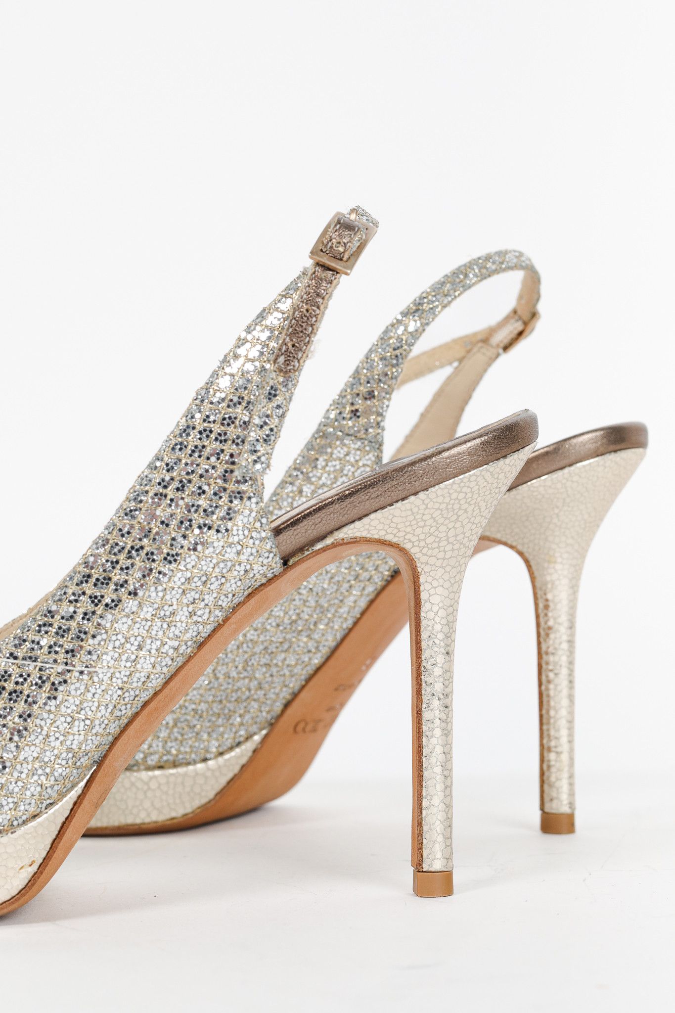 Jimmy Choo Jimmy Choo Nova Glitter Fabric Slingback Peep-Toe Pumps Size US 7.5 / IT 37.5 - 7 Thumbnail